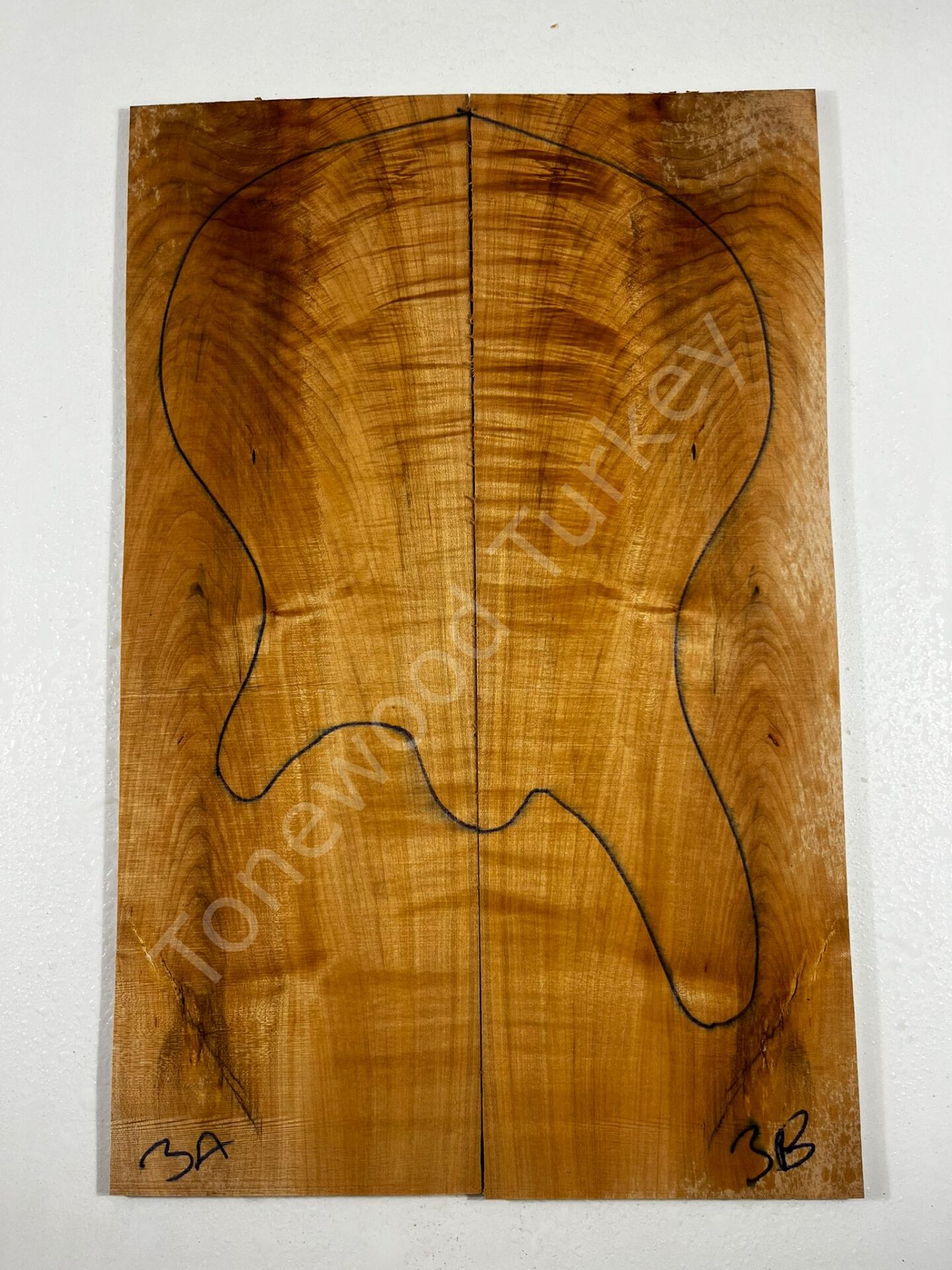 Spalted Flame Maple Drop Top Luthier Guitar Figured Wood Bookmatched Set No:3