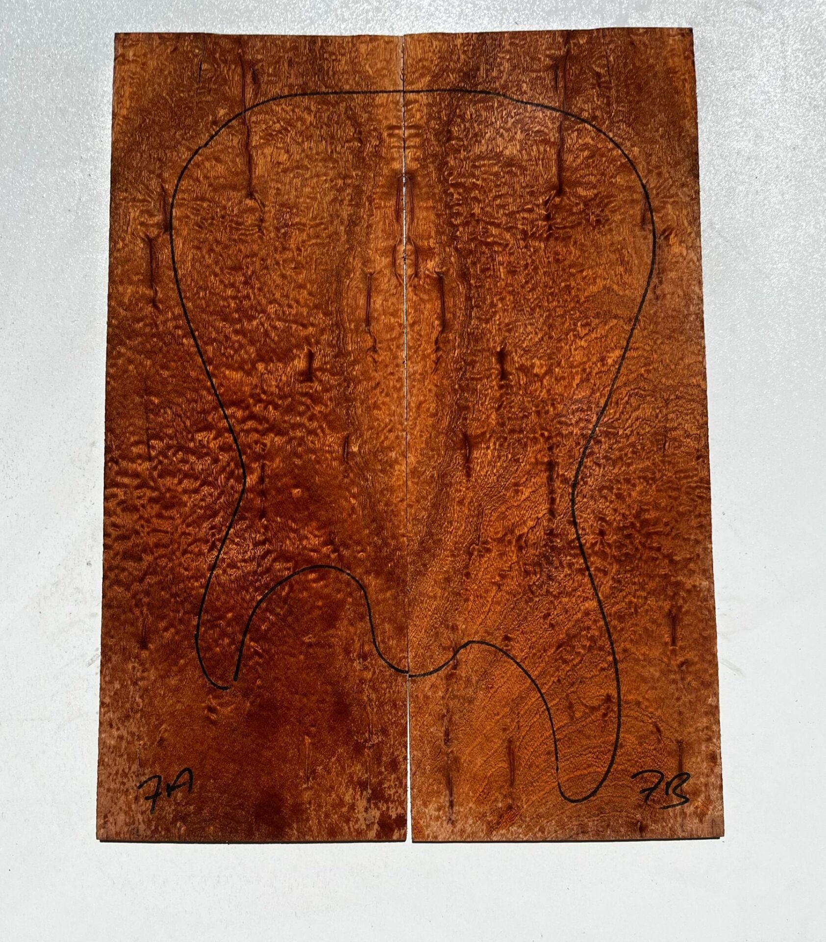 AAA Grade Quilted Pommele Sapele Electric Guitar Drop Top set Bookmatch #7