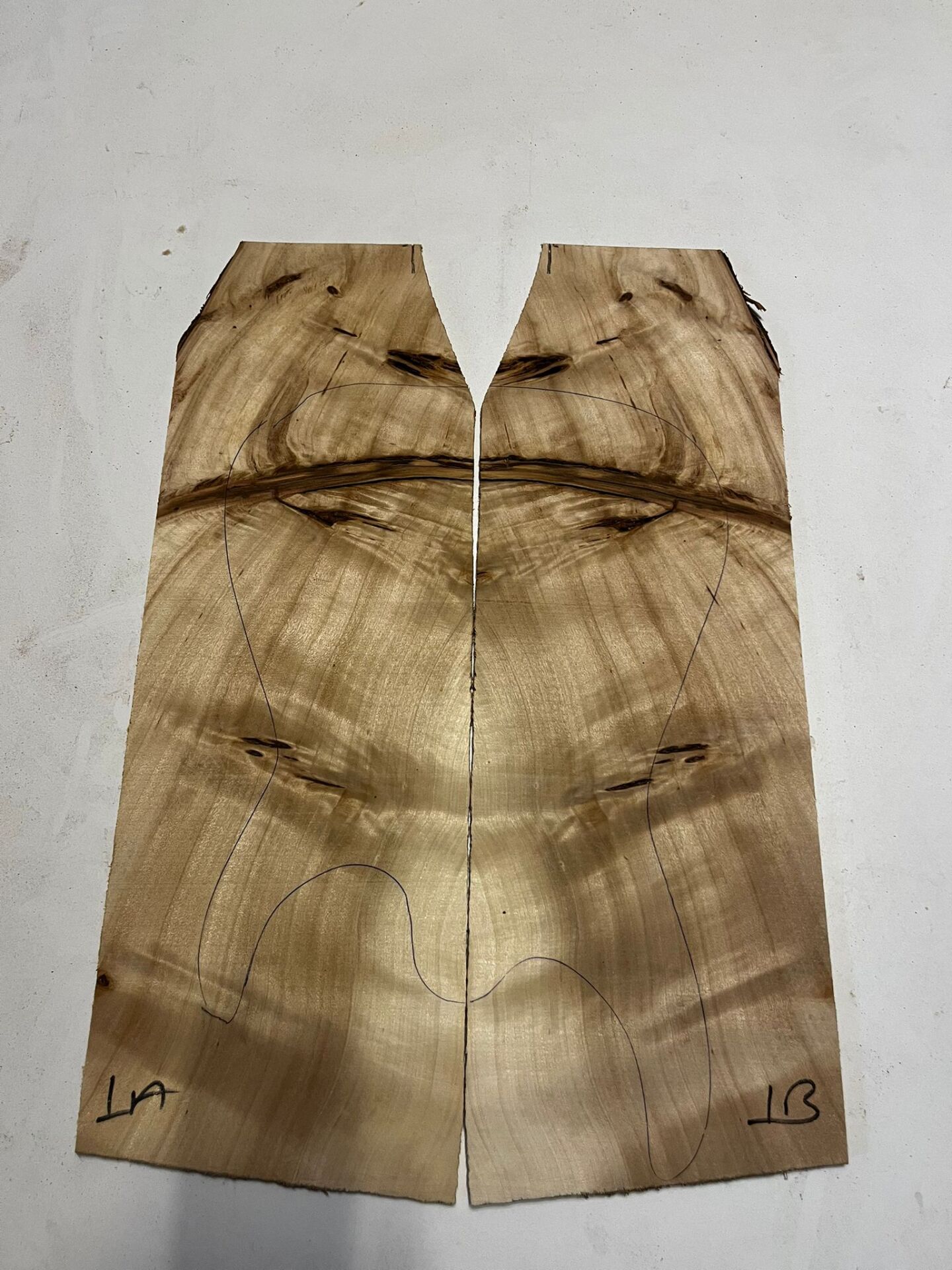 A Grade Poplar Mappa Burl Bookmatched Guitar Drop Top Luthier Tonewood #1