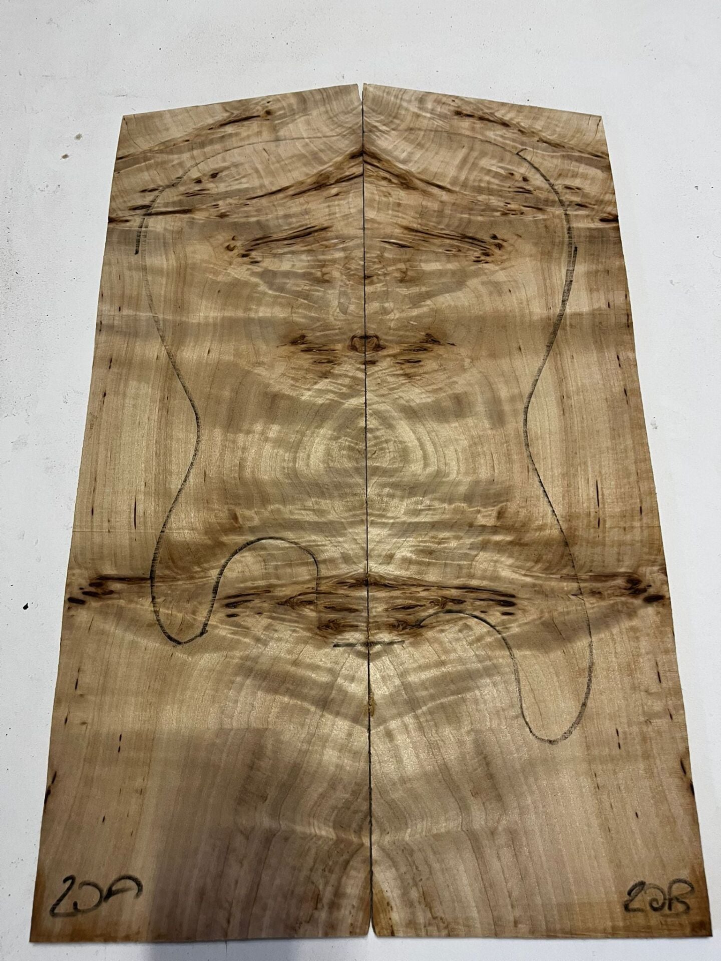 AAA Grade Poplar Mappa Burl Bookmatched Guitar Drop Top Luthier Tonewood #20