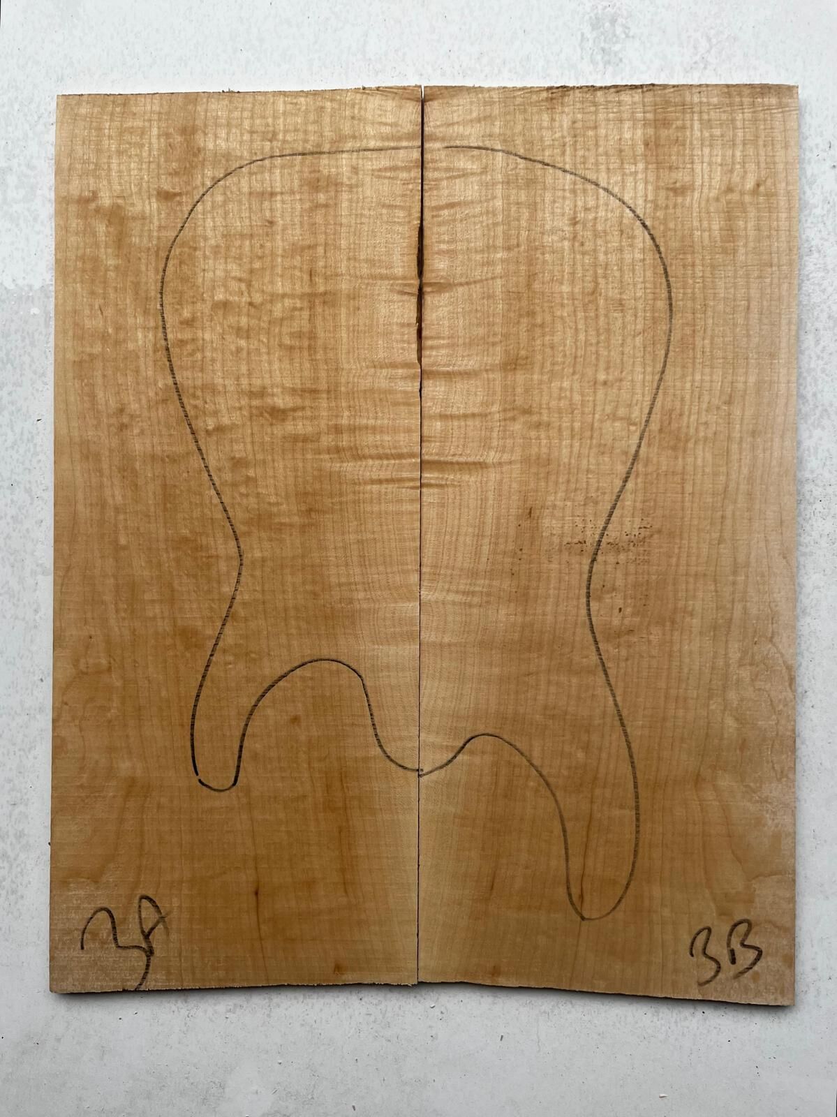 Flame Maple Drop Top Luthier Guitar Figured Wood Bookmatched Set No:3