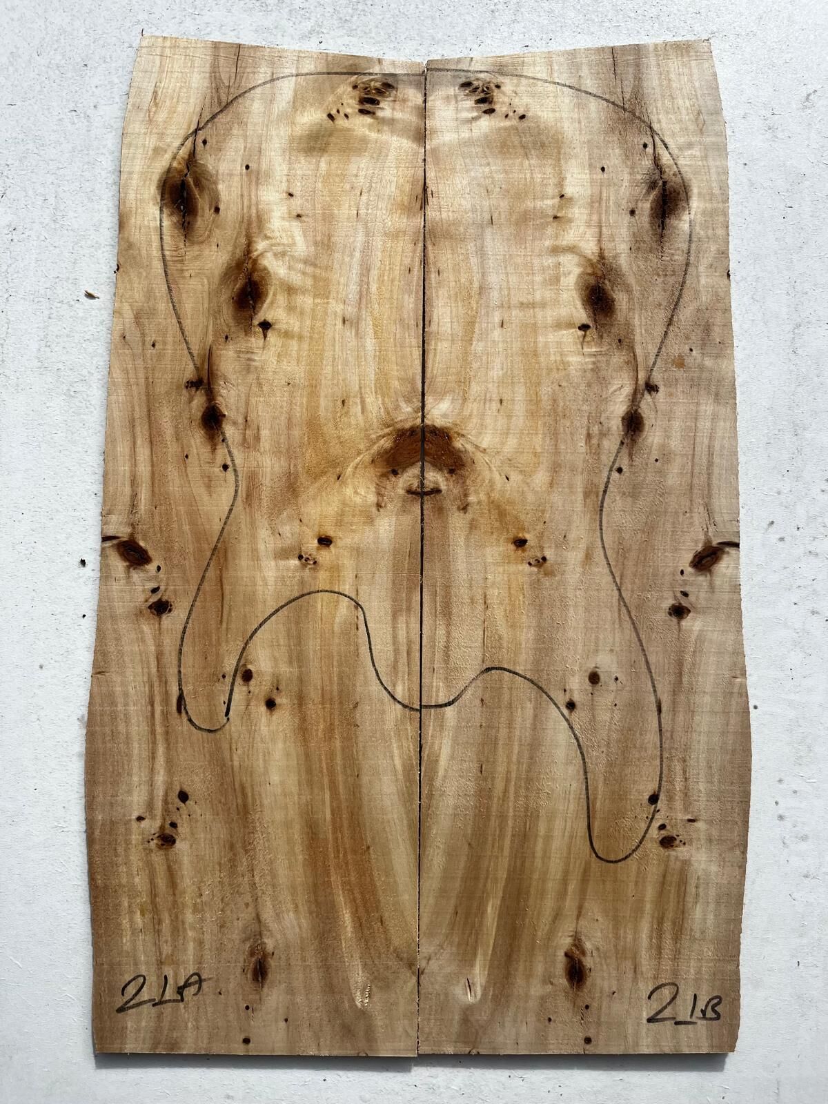 A Grade Poplar Mappa Burl Bookmatched Guitar Drop Top Luthier Tonewood #21