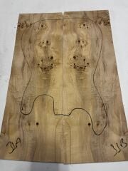 AA Grade Poplar Mappa Burl Bookmatched Guitar Drop Top Luthier Tonewood #31