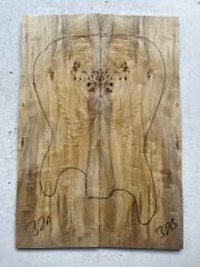 AA Grade Poplar Mappa Burl Bookmatched Guitar Drop Top Luthier Tonewood #32