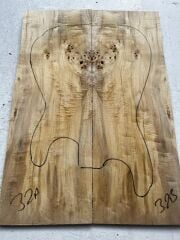 AA Grade Poplar Mappa Burl Bookmatched Guitar Drop Top Luthier Tonewood #32