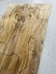AA Grade Poplar Mappa Burl Bookmatched Guitar Drop Top Luthier Tonewood #32