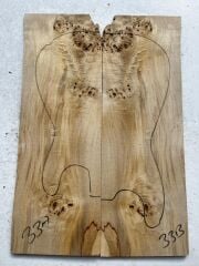 AA Grade Poplar Mappa Burl Bookmatched Guitar Drop Top Luthier Tonewood #33