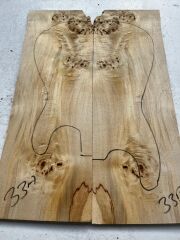AA Grade Poplar Mappa Burl Bookmatched Guitar Drop Top Luthier Tonewood #33