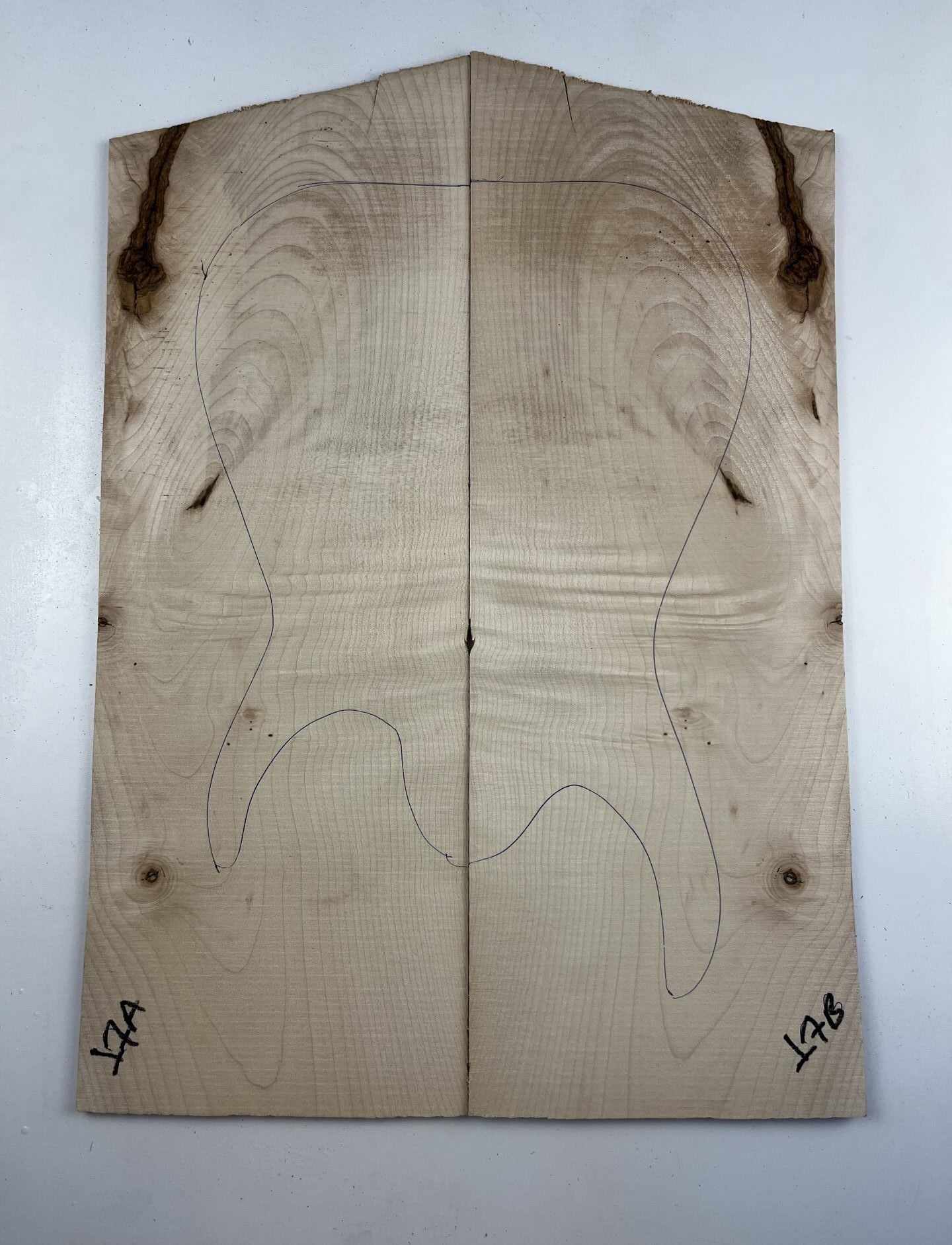 Figured Maple Drop Top Luthier Guitar Figured Wood Bookmatched Set No:17