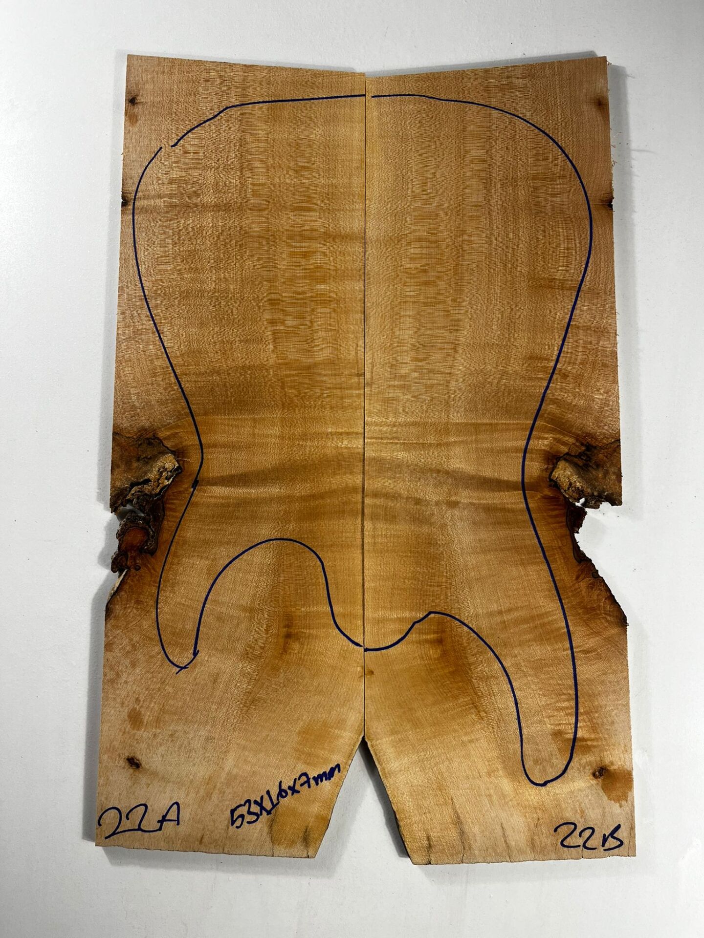 A Grade Flame Maple Drop Top Luthier Guitar Figured Wood Bookmatched Set No:22