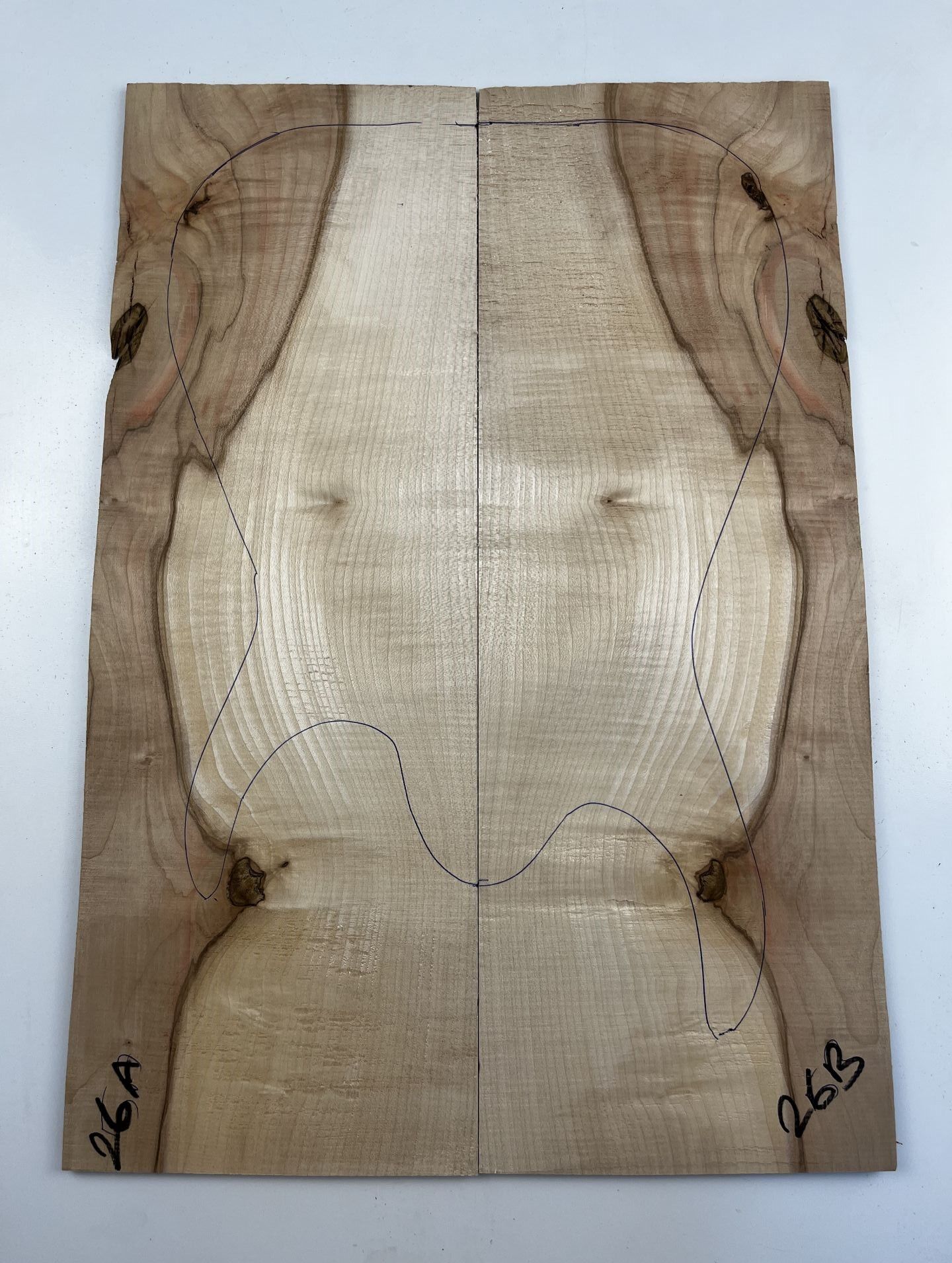 Spalted Flame Maple Drop Top Luthier Guitar Figured Wood Bookmatched Set No:26