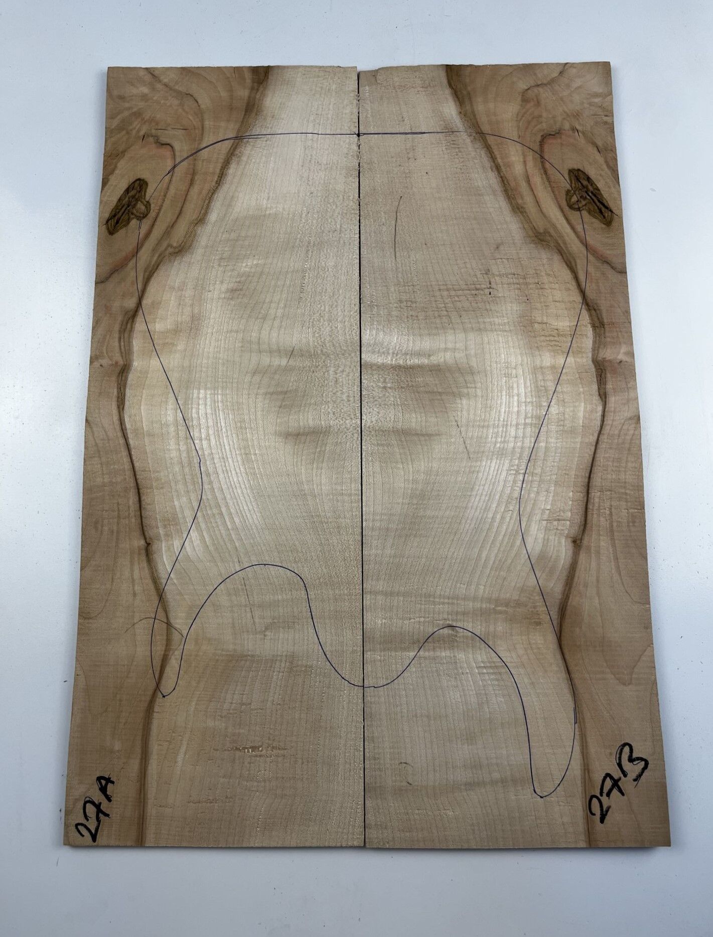 Spalted Flame Maple Drop Top Luthier Guitar Figured Wood Bookmatched Set No:27