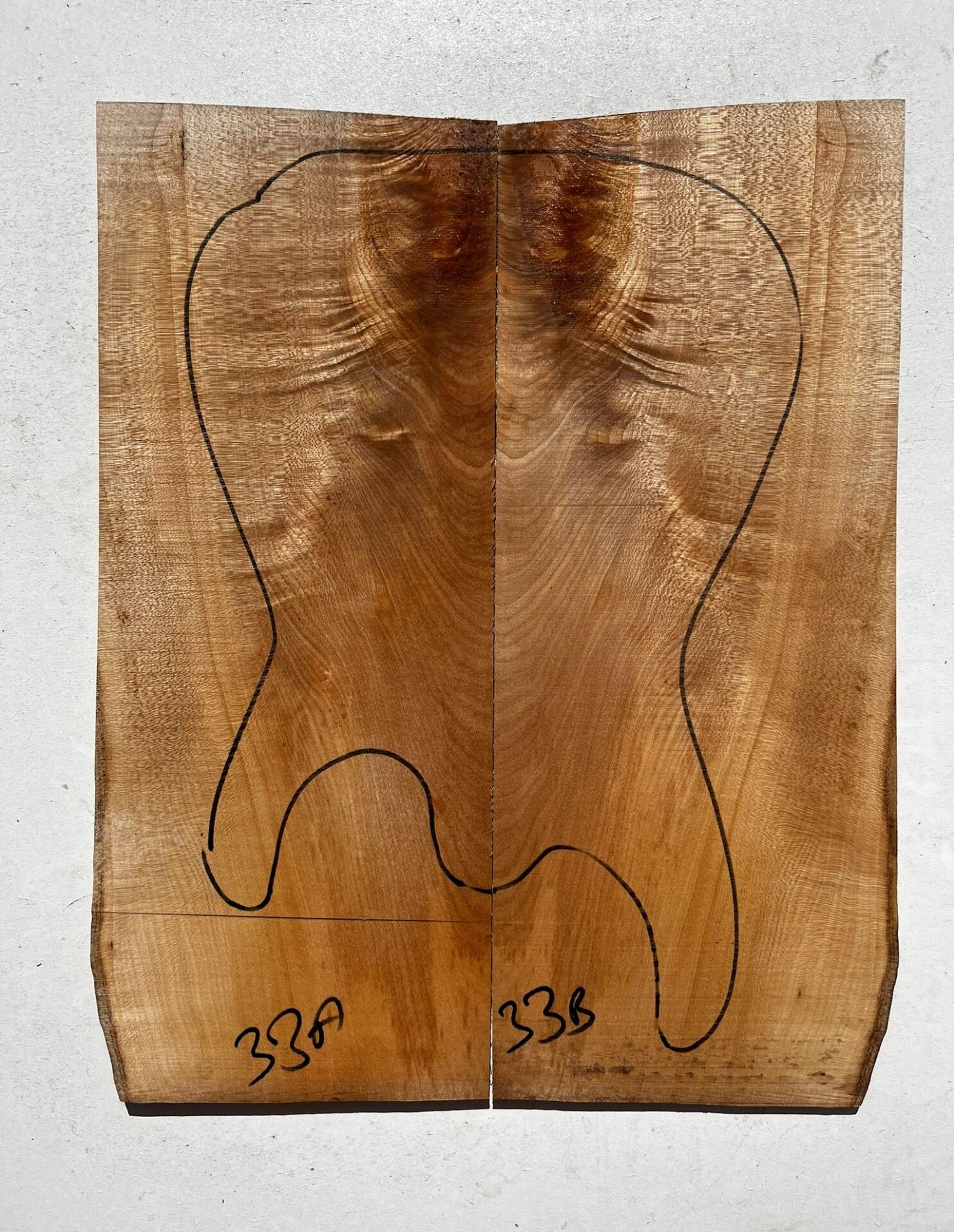 Figured Maple Drop Top Luthier Guitar Figured Wood Bookmatched Set No:33