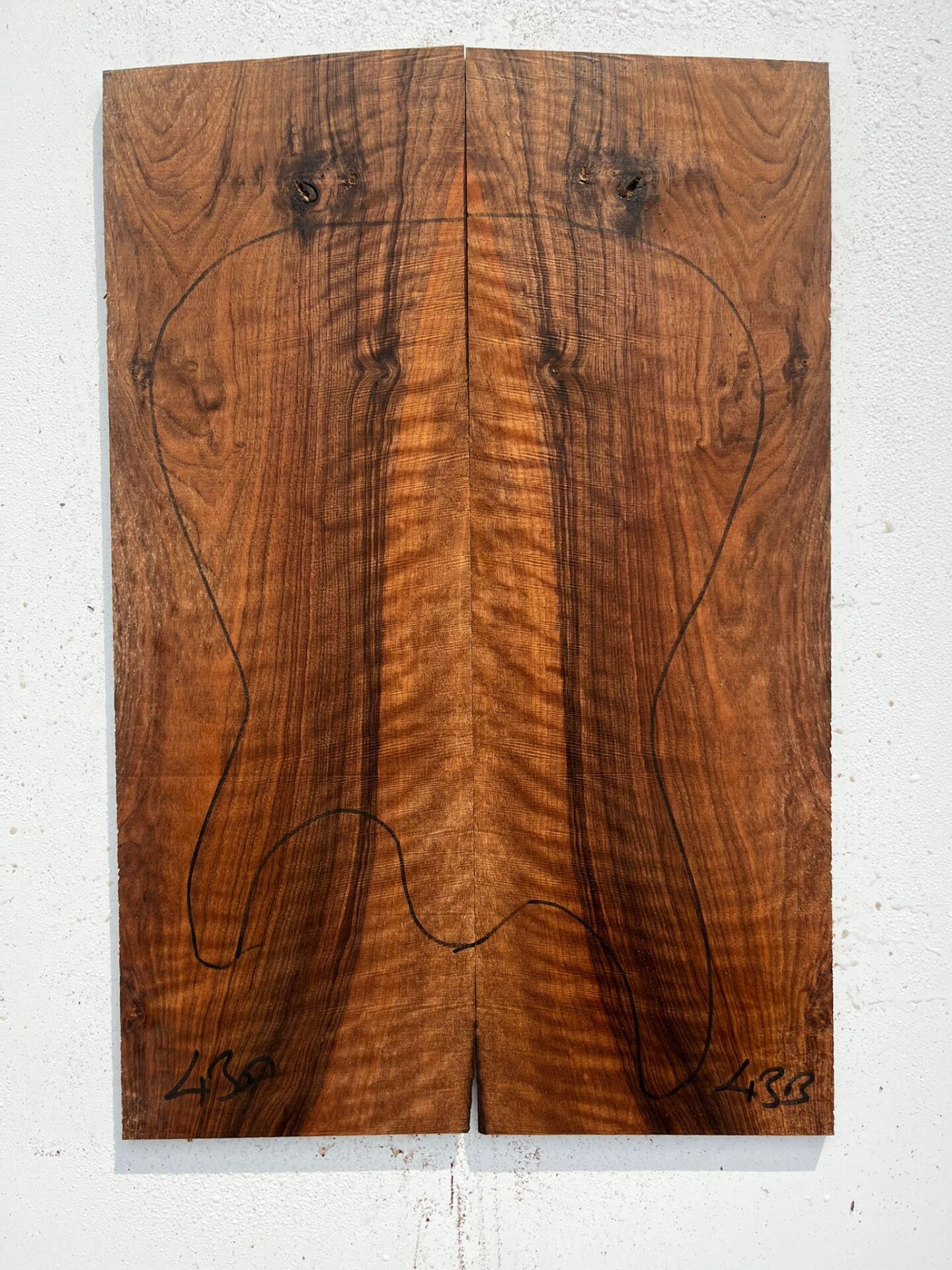 AAA Bastogne Walnut Drop Top Luthier Guitar Figured Wood Bookmatched Set No:43