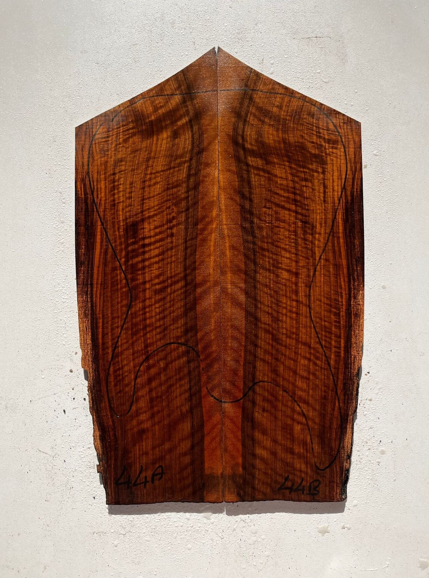 Bastogne Walnut Drop Top Luthier Guitar Figured Wood Bookmatched Set No:44