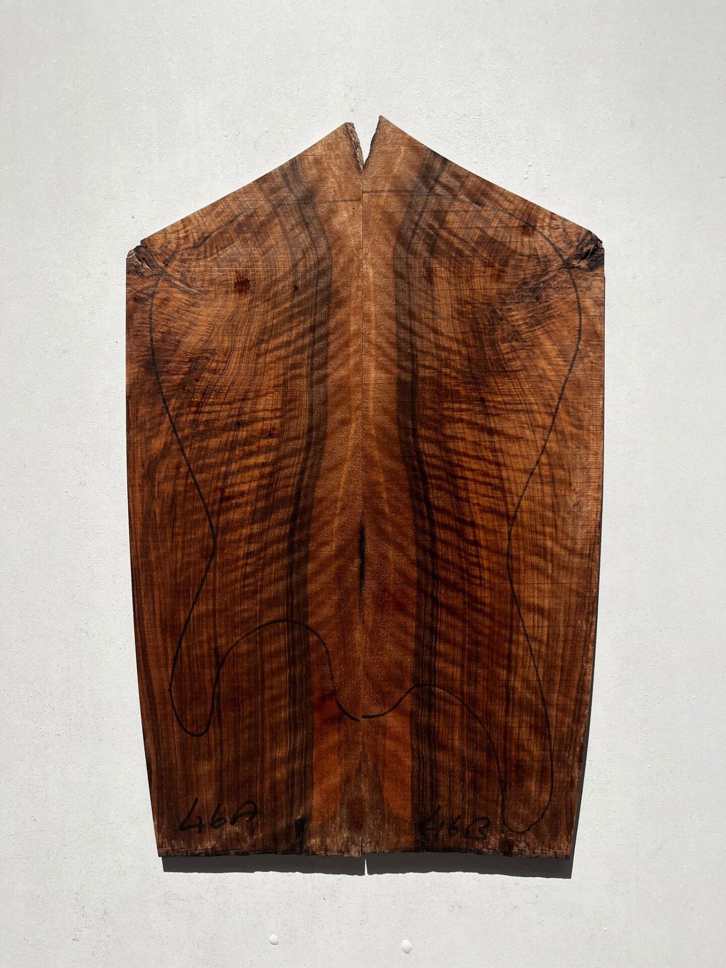 MG Bastogne Walnut Drop Top Luthier Guitar Figured Wood Bookmatched Set No:46