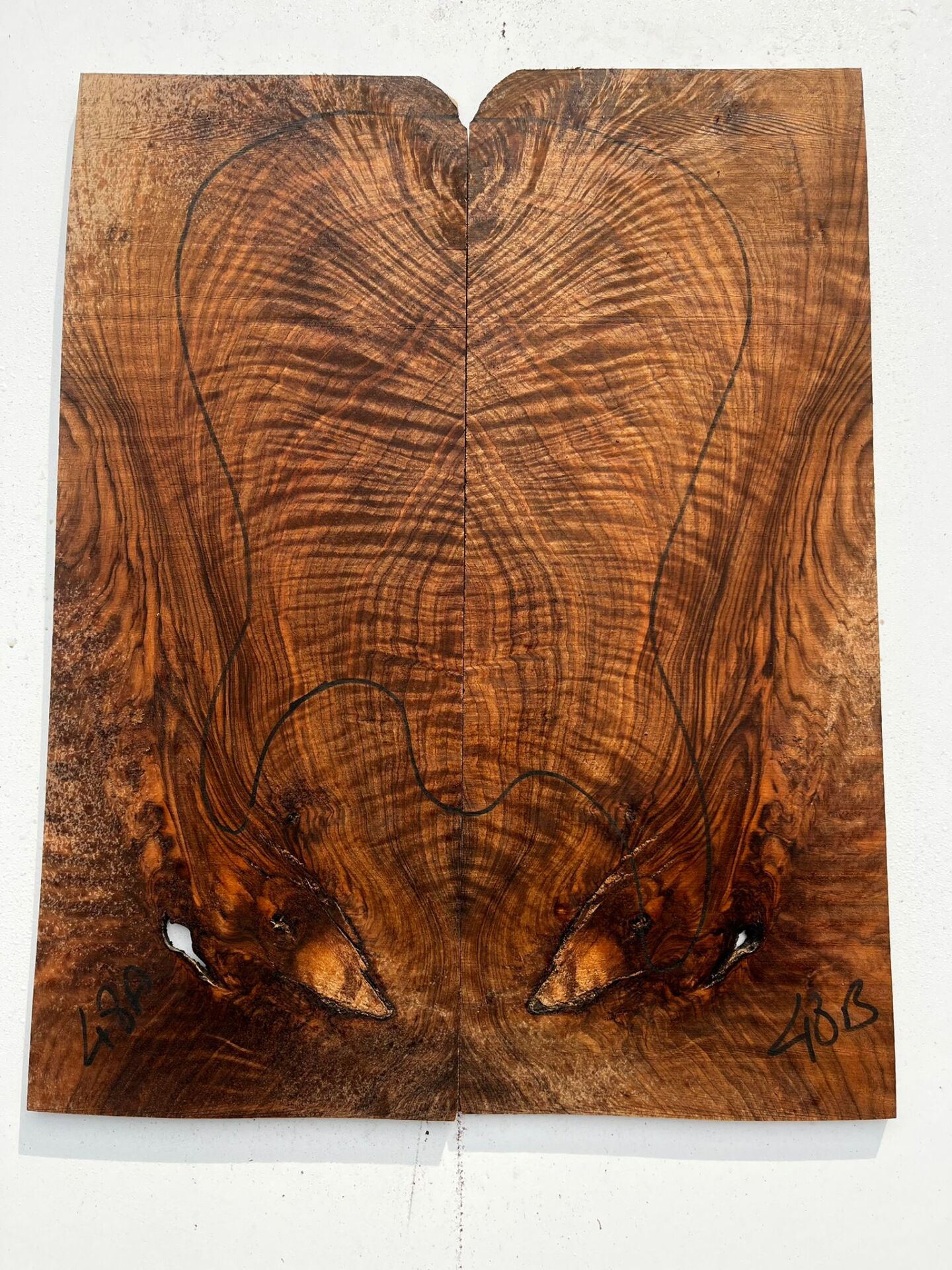 MG Bastogne Walnut Drop Top Luthier Guitar Figured Wood Bookmatched Set No:48