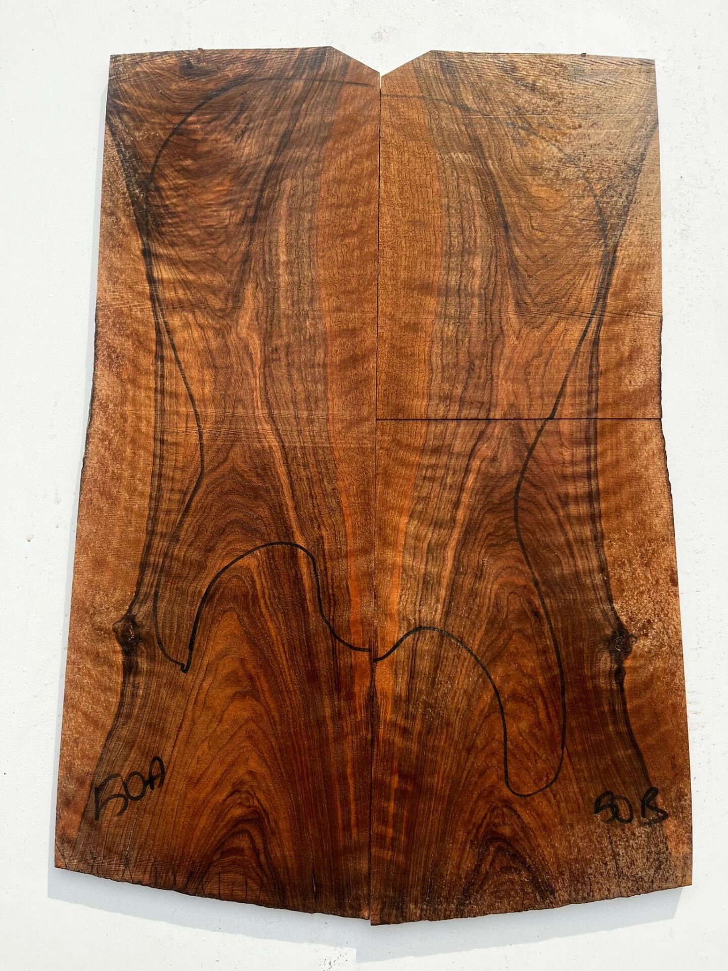 AAA Bastogne Walnut Drop Top Luthier Guitar Figured Wood Bookmatched Set No50