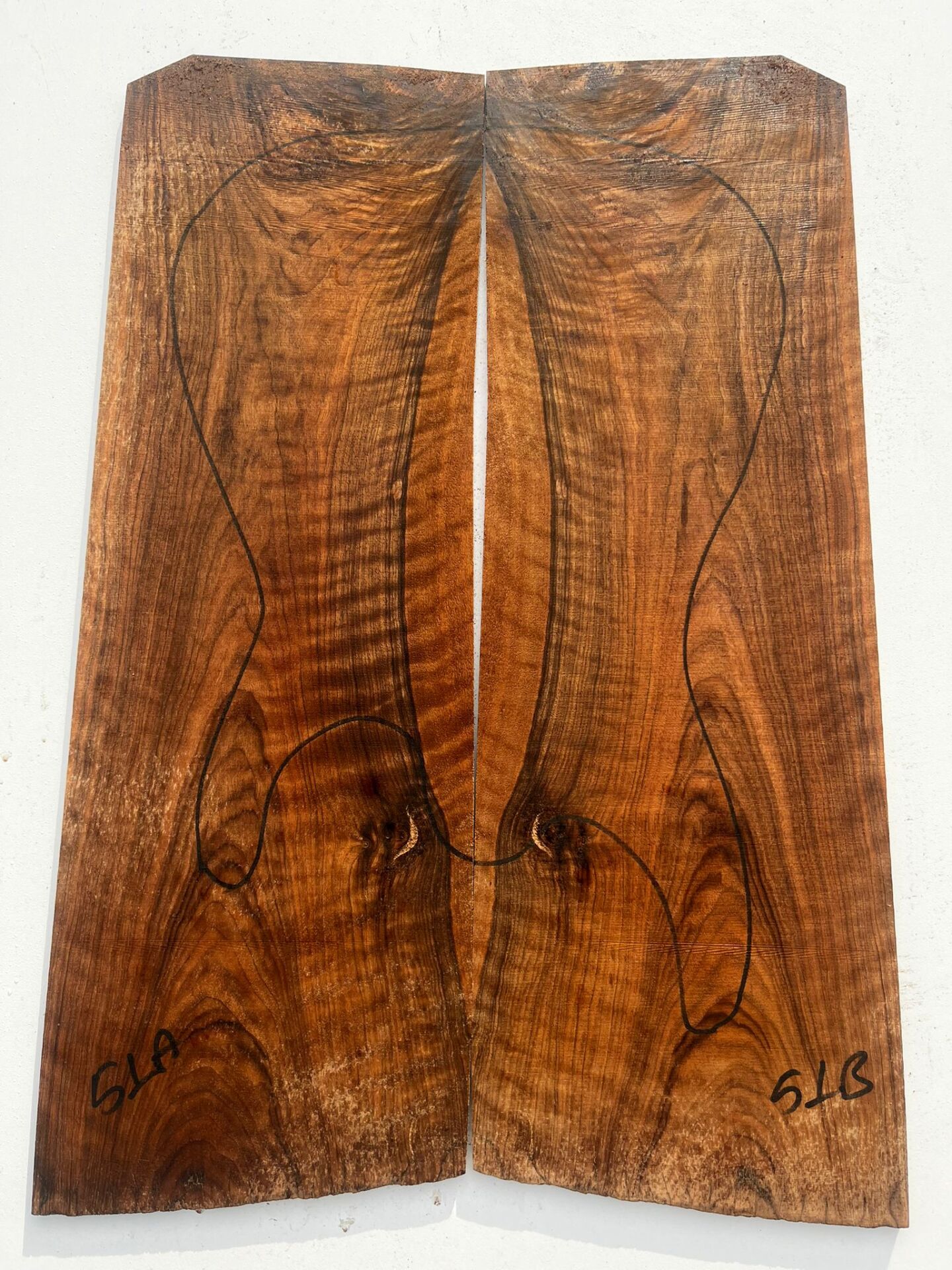 AAA Bastogne Walnut Drop Top Luthier Guitar Figured Wood Bookmatched Set No51