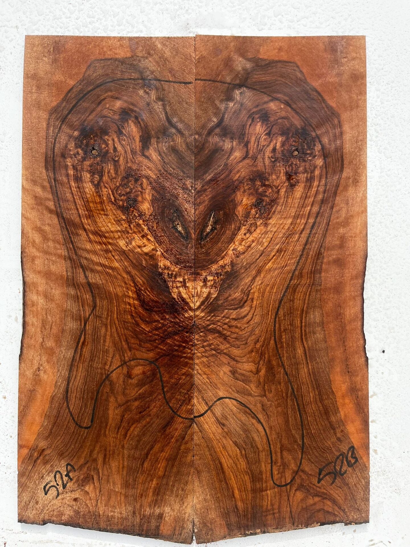 AAA Burl Walnut Drop Top Luthier Guitar Figured Wood Bookmatched Set No52