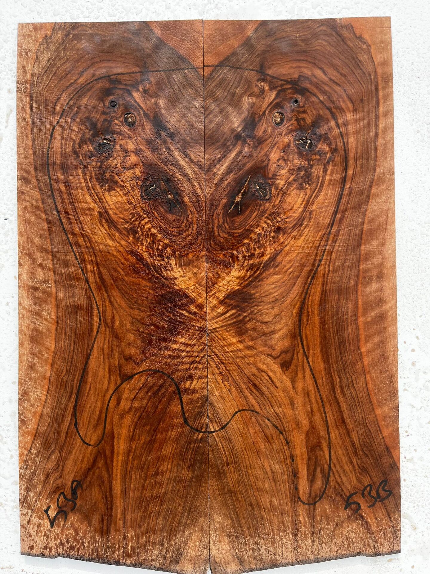 AA Bastogne Walnut Drop Top Luthier Guitar Figured Wood Bookmatched Set No53