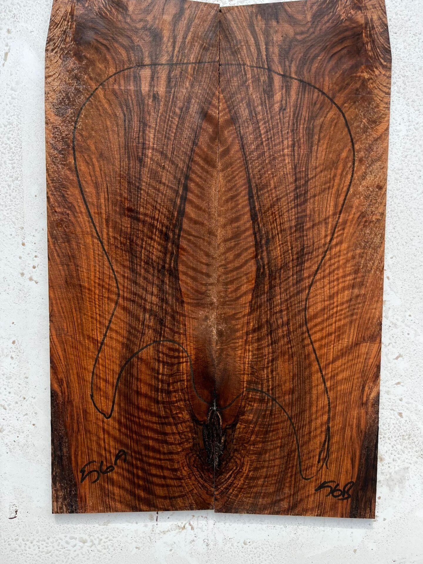 MG Bastogne Walnut Drop Top Luthier Guitar Figured Wood Bookmatched Set No56