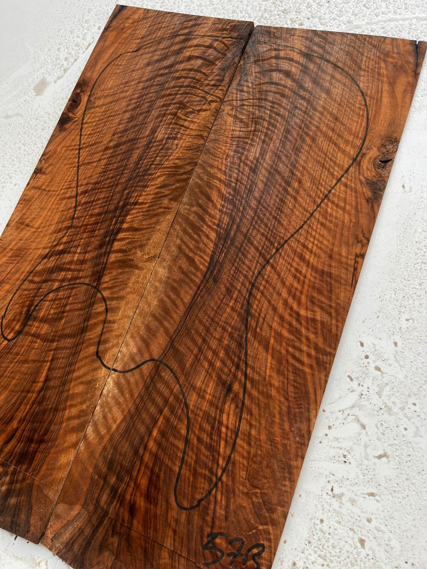 MG Bastogne Walnut Drop Top Luthier Guitar Figured Wood Bookmatched Set No57