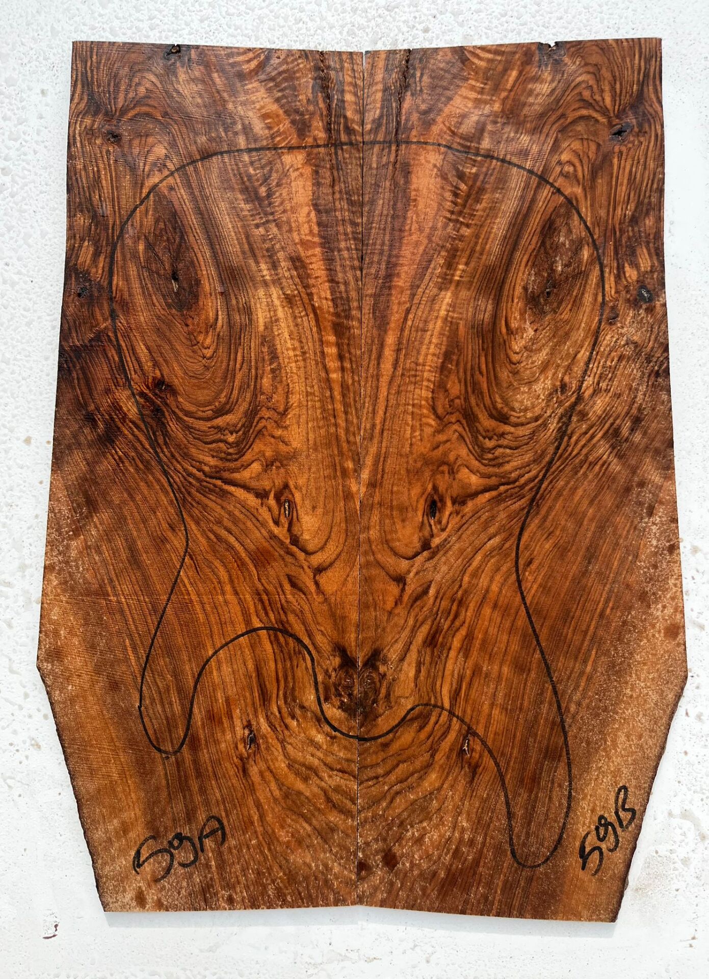 AAA Bastogne Walnut Drop Top Luthier Guitar Figured Wood Bookmatched Set No59