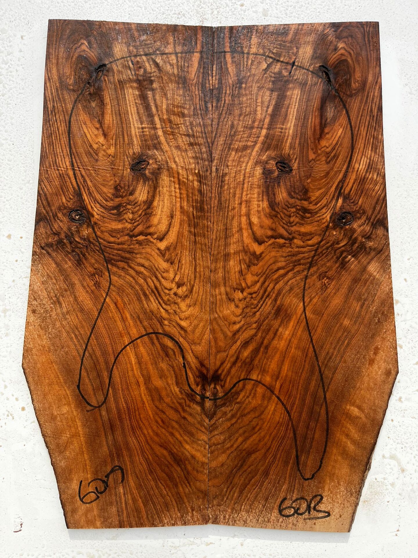 AAA Bastogne Walnut Drop Top Luthier Guitar Figured Wood Bookmatched Set No60