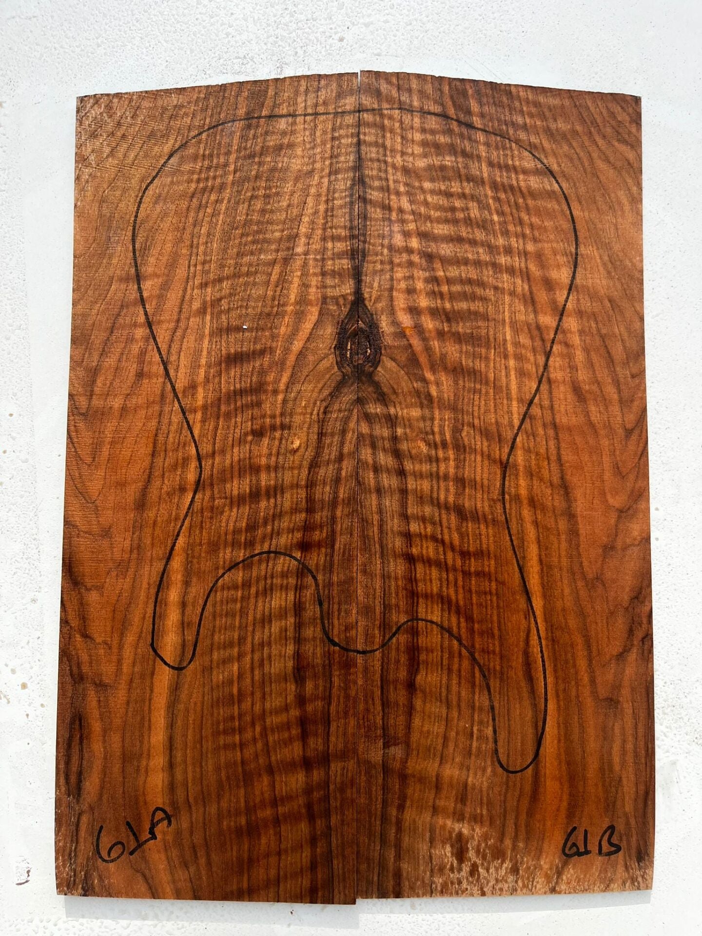 MG Bastogne Walnut Drop Top Luthier Guitar Figured Wood Bookmatched Set No61