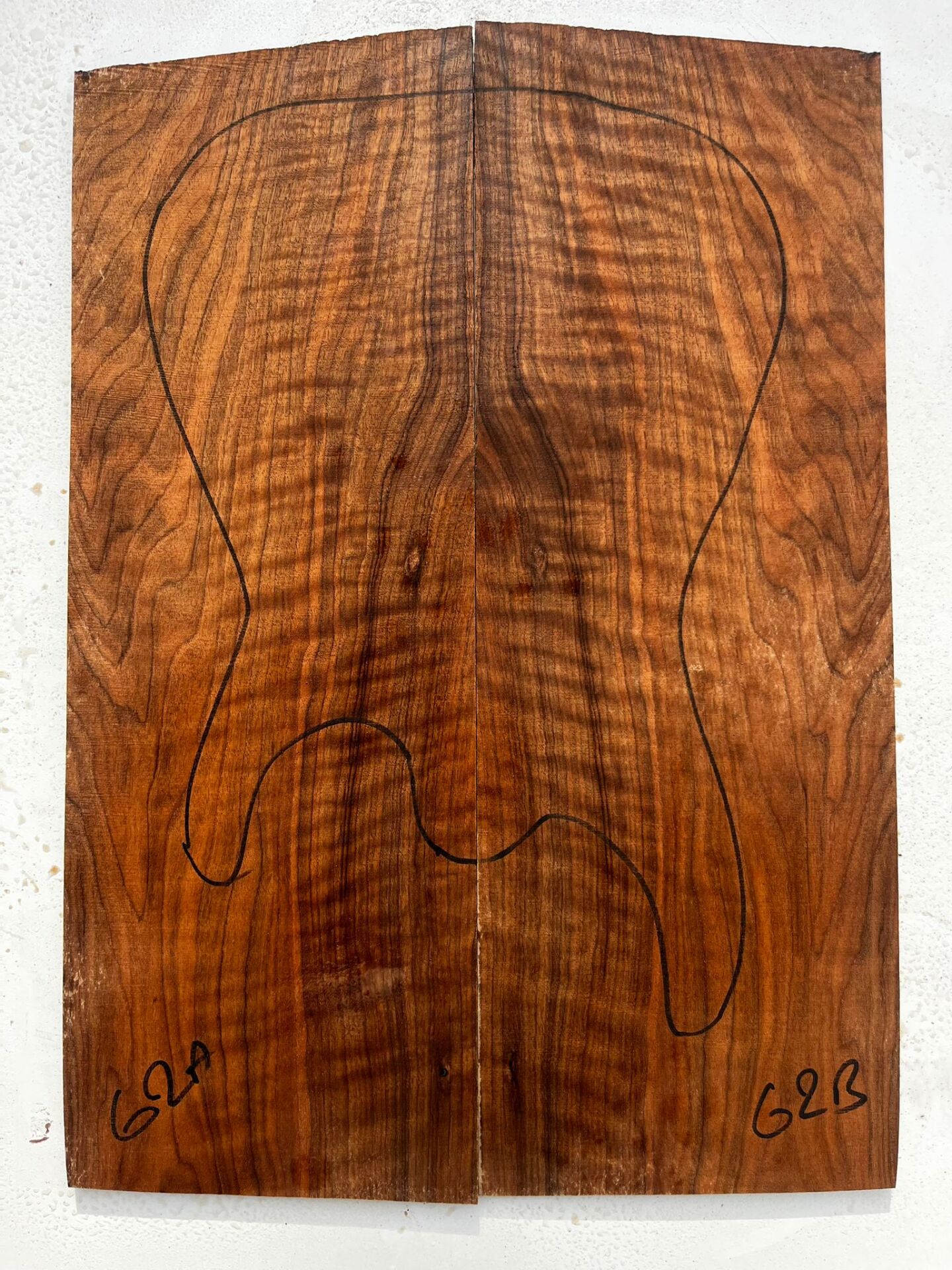 MG Bastogne Walnut Drop Top Luthier Guitar Figured Wood Bookmatched Set No62