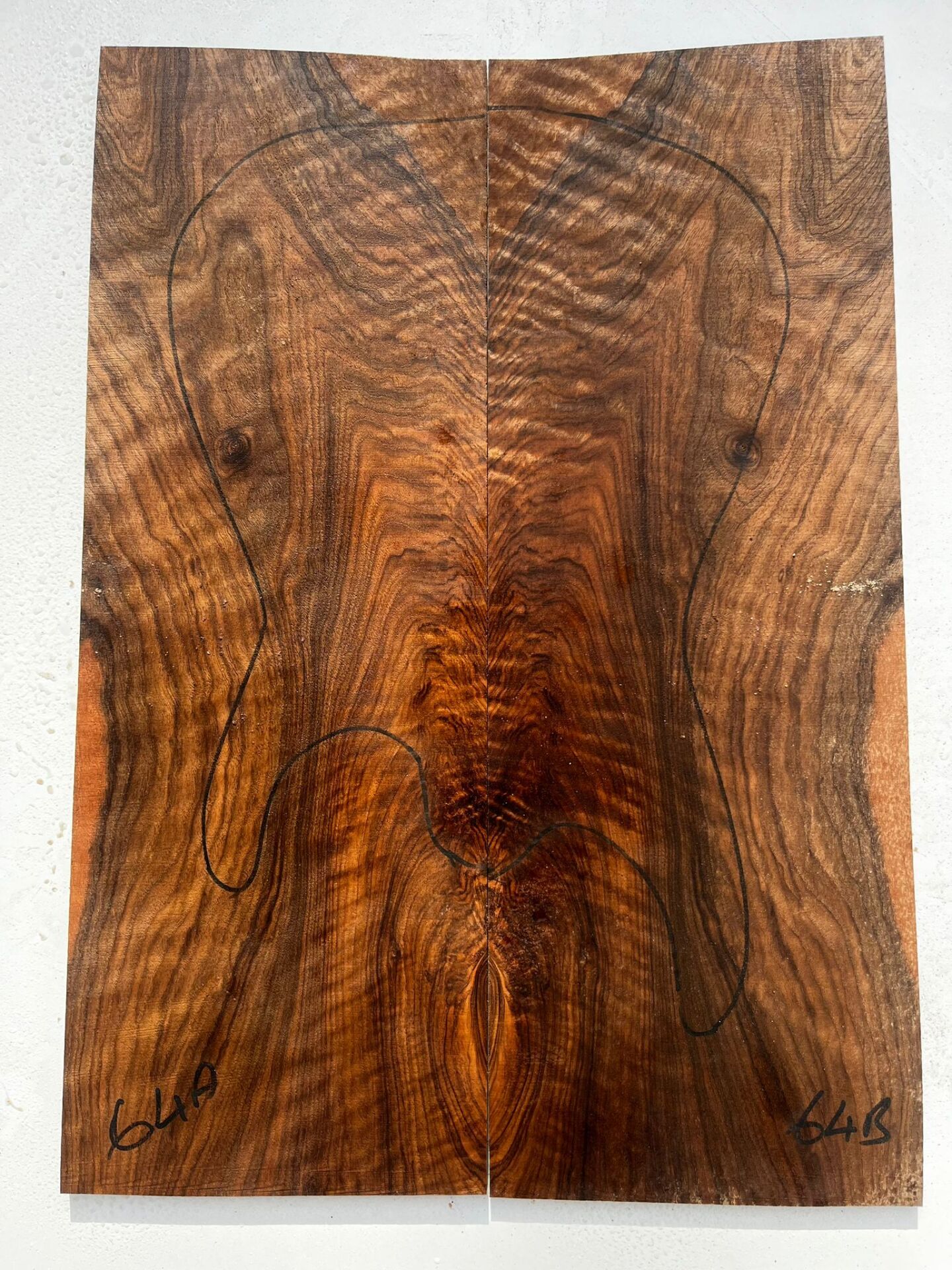 MG Bastogne Walnut Drop Top Luthier Guitar Figured Wood Bookmatched Set No64