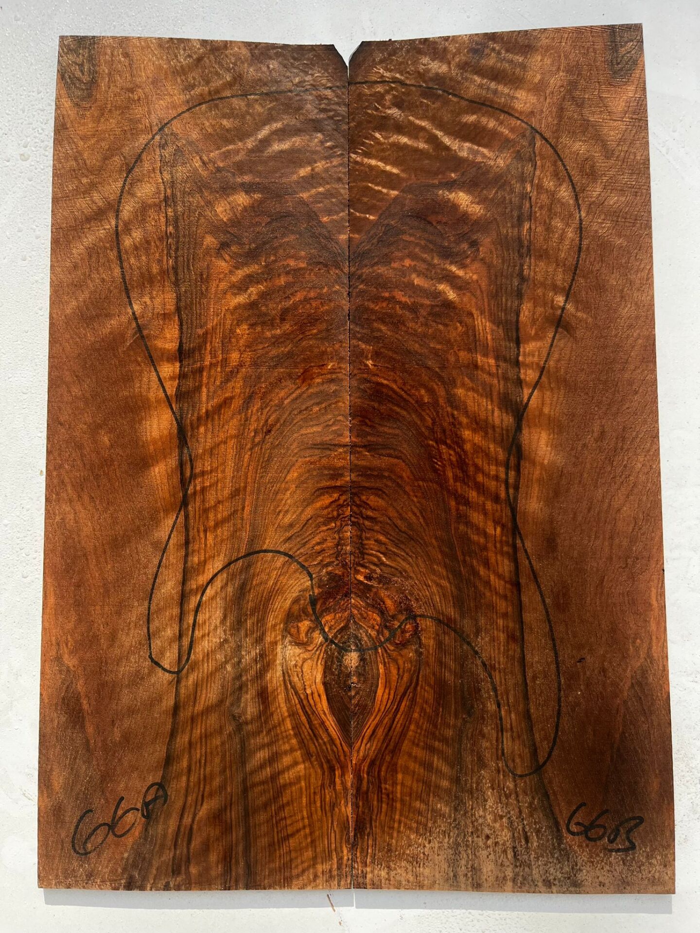 MG Bastogne Walnut Drop Top Luthier Guitar Figured Wood Bookmatched Set No66