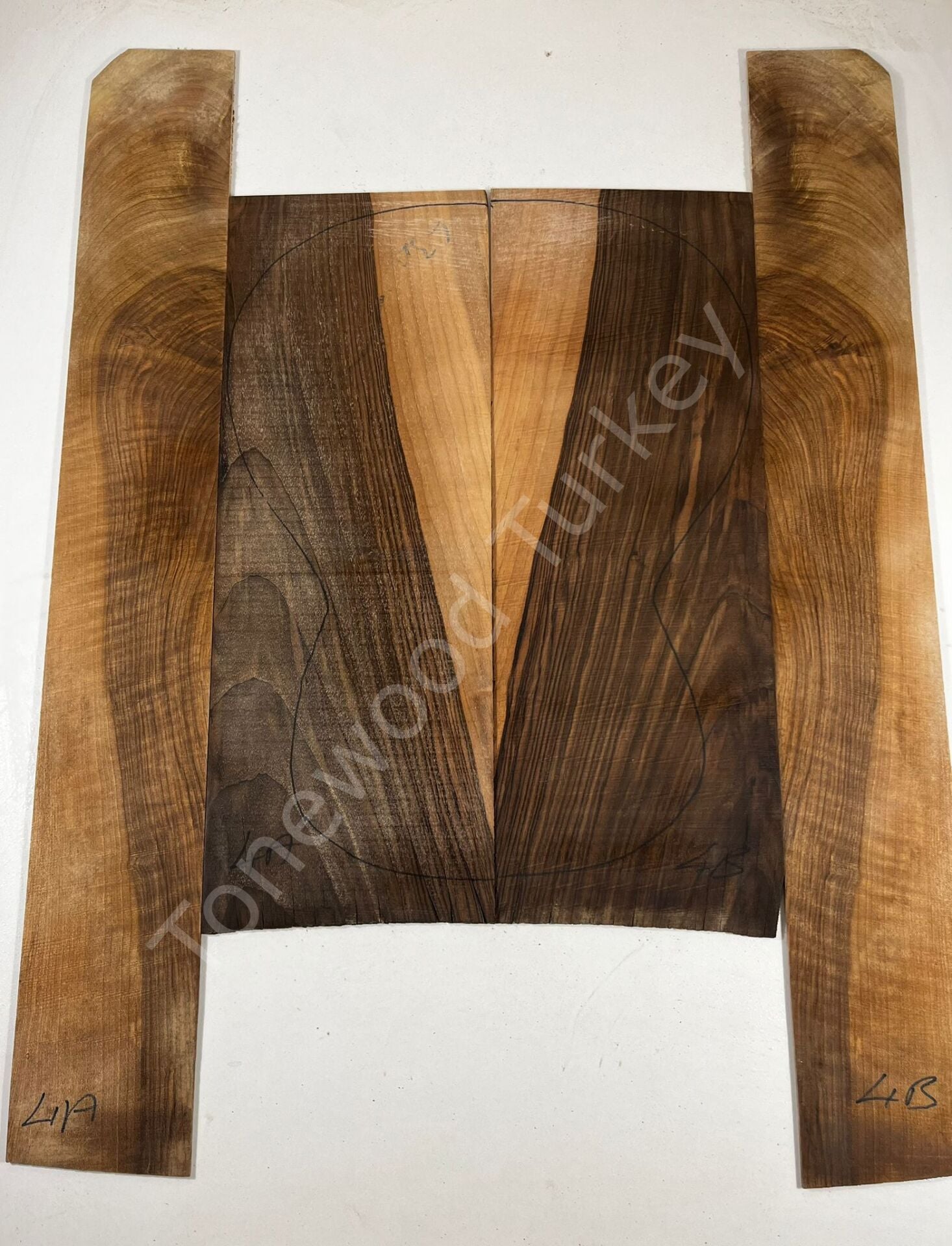Turkish Walnut Acoustic Guitar Back And Sides set #4