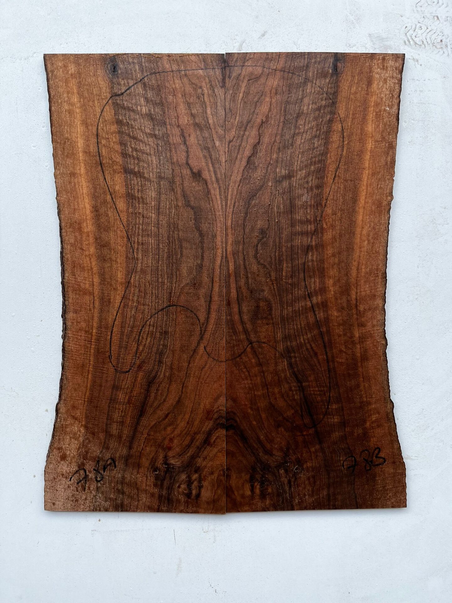 AAA Bastogne Walnut Drop Top Luthier Guitar Figured Wood Bookmatched Set No78