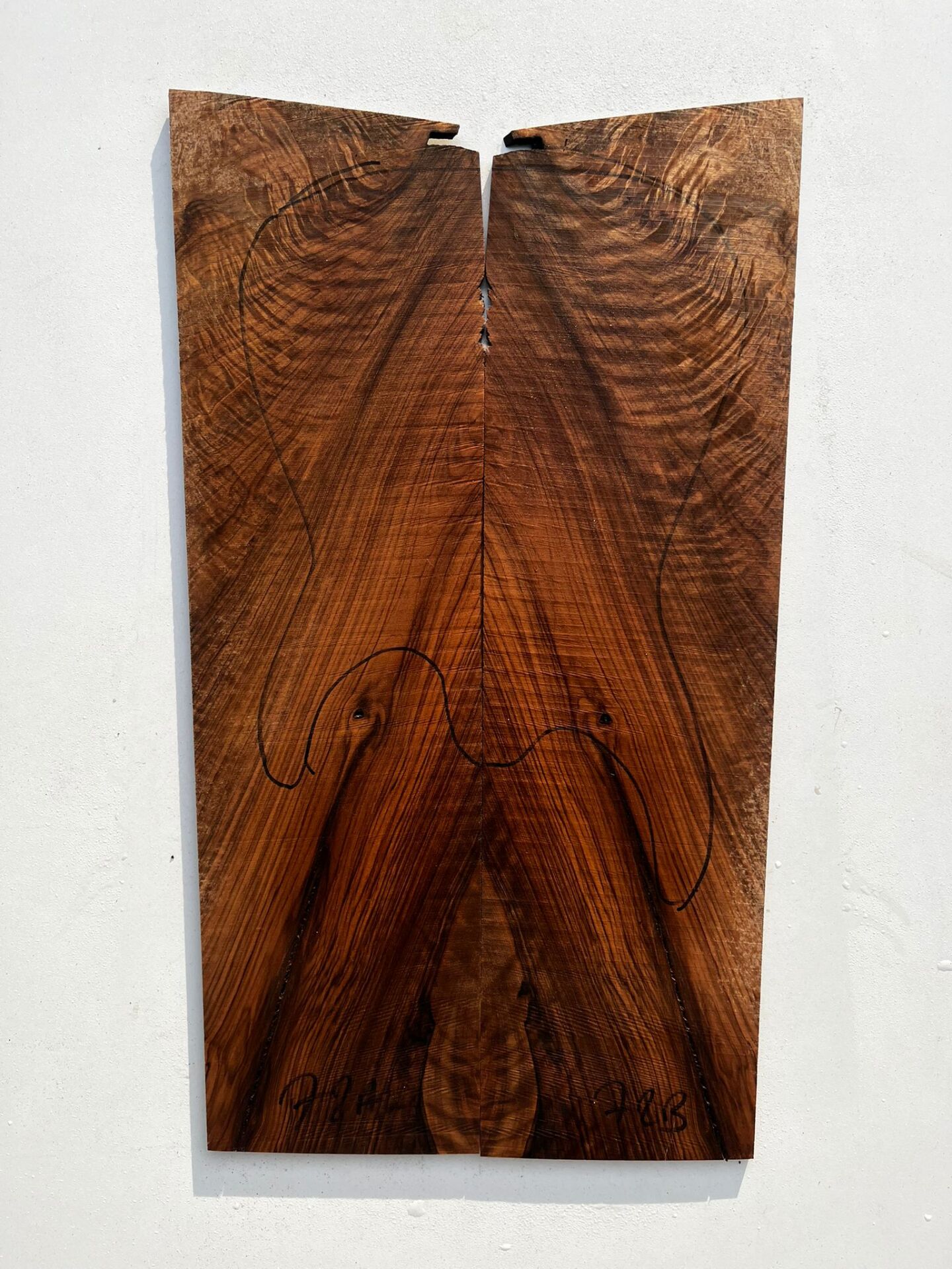 A Bastogne Walnut Drop Top Luthier Guitar Figured Wood Bookmatched Set No72