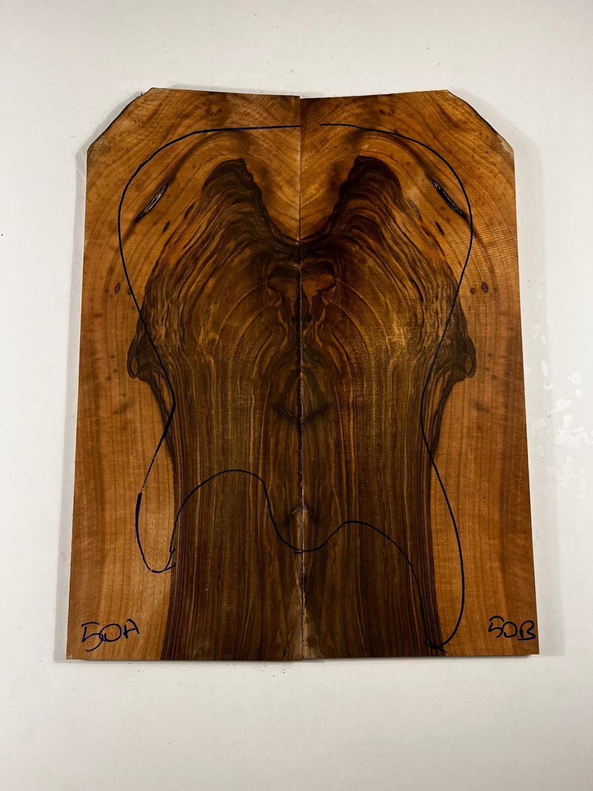 Turkish Black Walnut Drop Top Luthier Guitar Figured Wood Bookmatched Set No:50