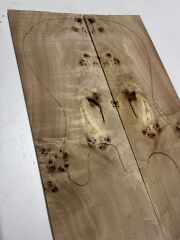 AA Grade Poplar Mappa Burl Bookmatched Guitar Drop Top Luthier Tonewood #25