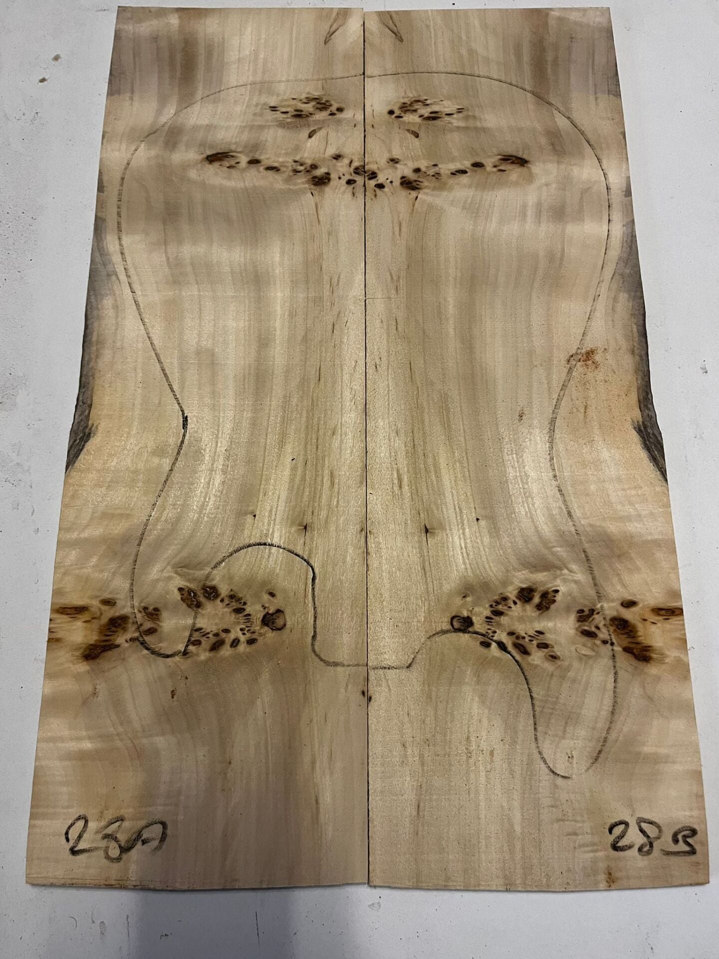 AA Grade Poplar Mappa Burl Bookmatched Guitar Drop Top Luthier Tonewood #28