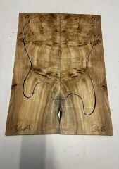 AAA Grade Poplar Mappa Burl Bookmatched Guitar Drop Top Luthier Tonewood #36