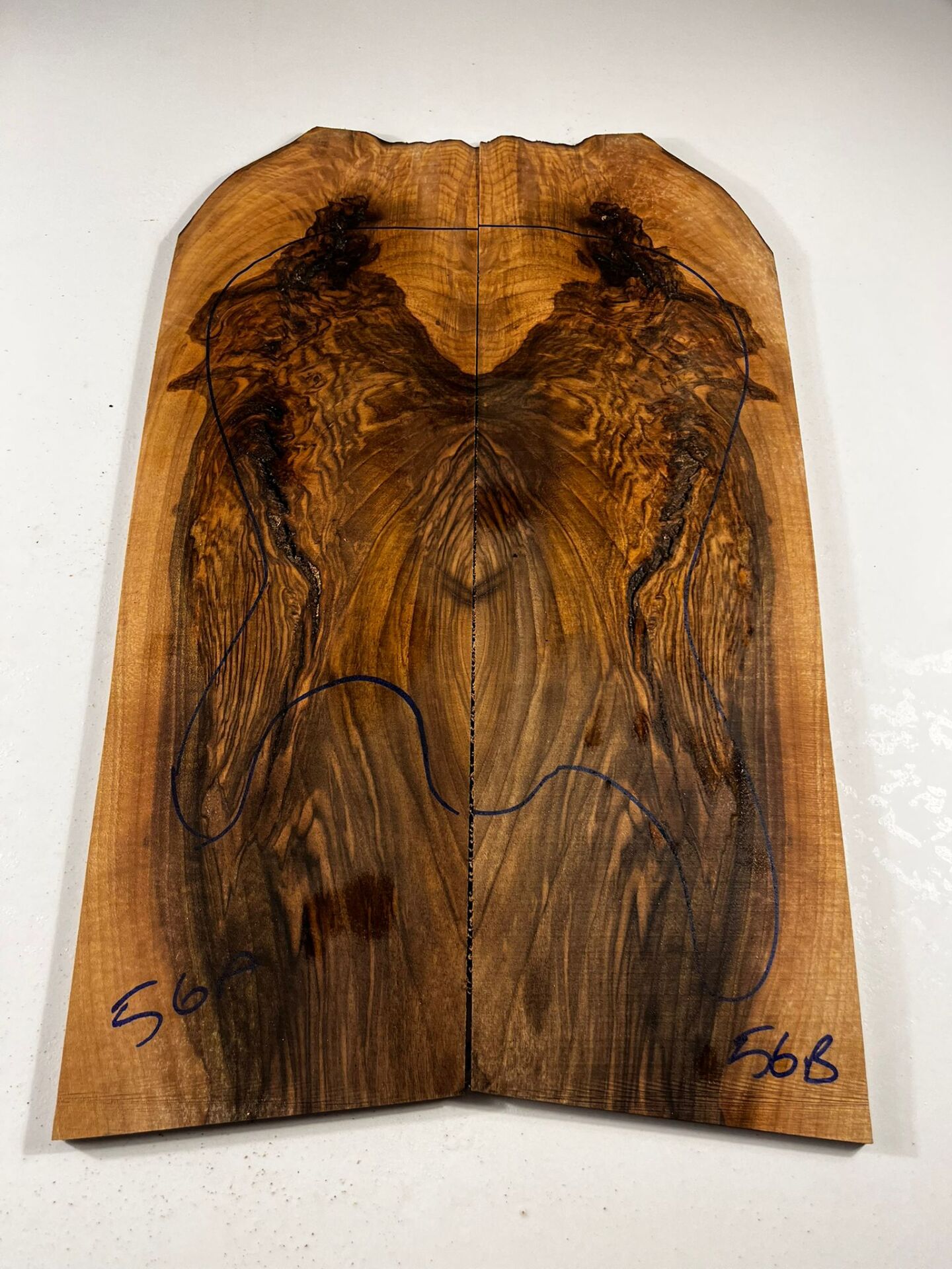 Turkish Burl Walnut Drop Top Luthier Guitar Figured Wood Bookmatched Set No:56