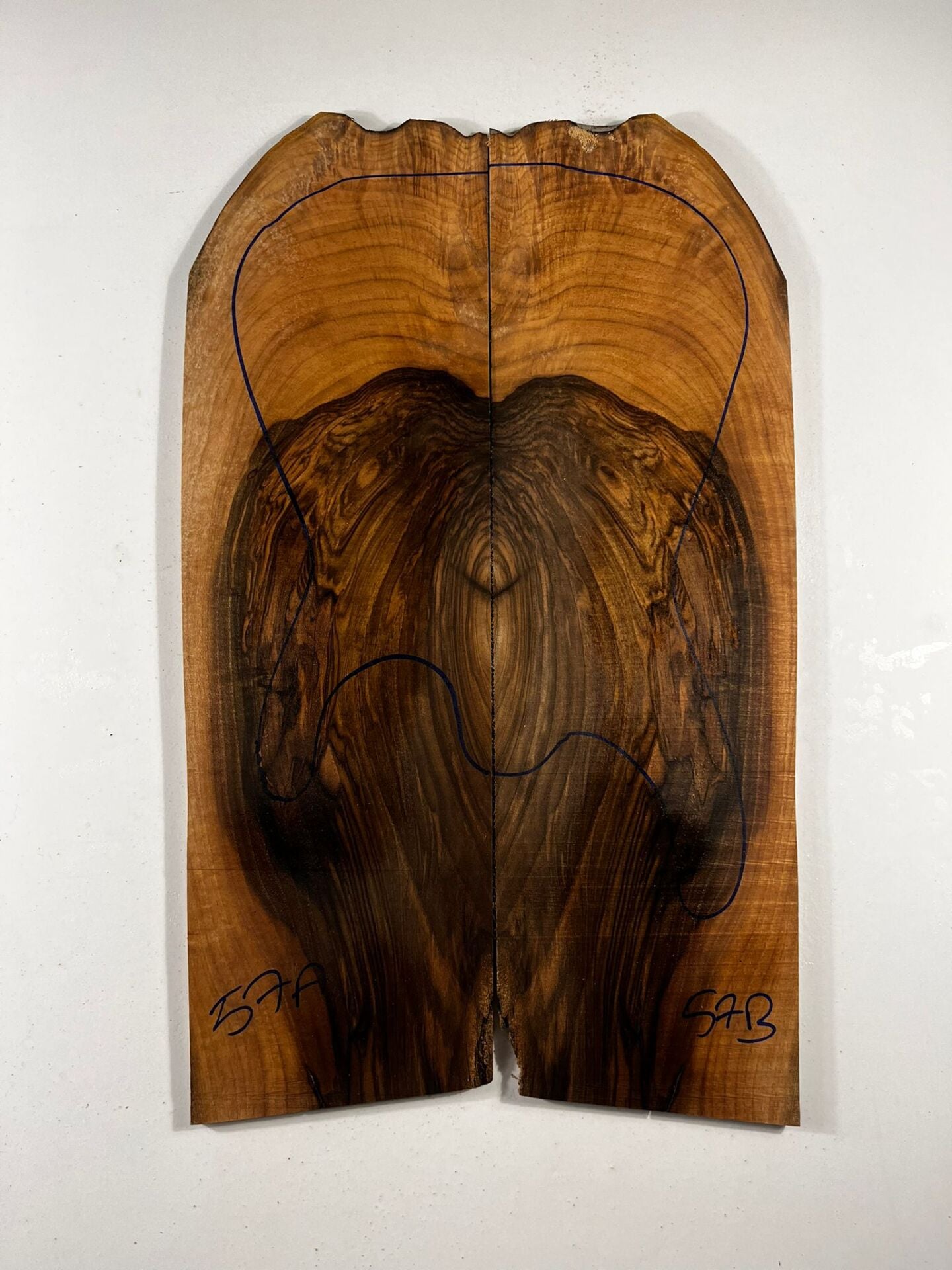 Turkish Burl Walnut Drop Top Luthier Guitar Figured Wood Bookmatched Set No:57