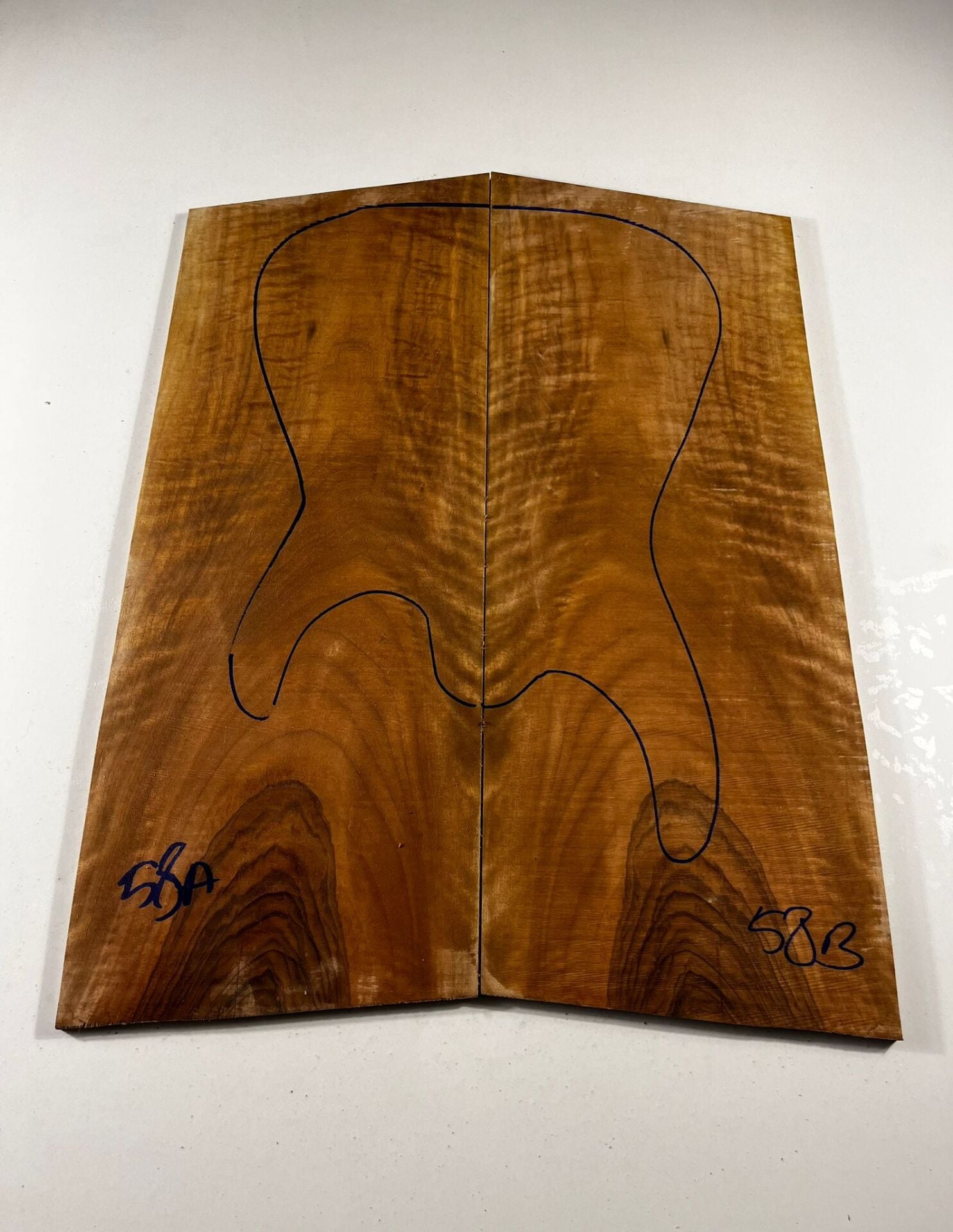 Turkish Burl Walnut Drop Top Luthier Guitar Figured Wood Bookmatched Set No:58