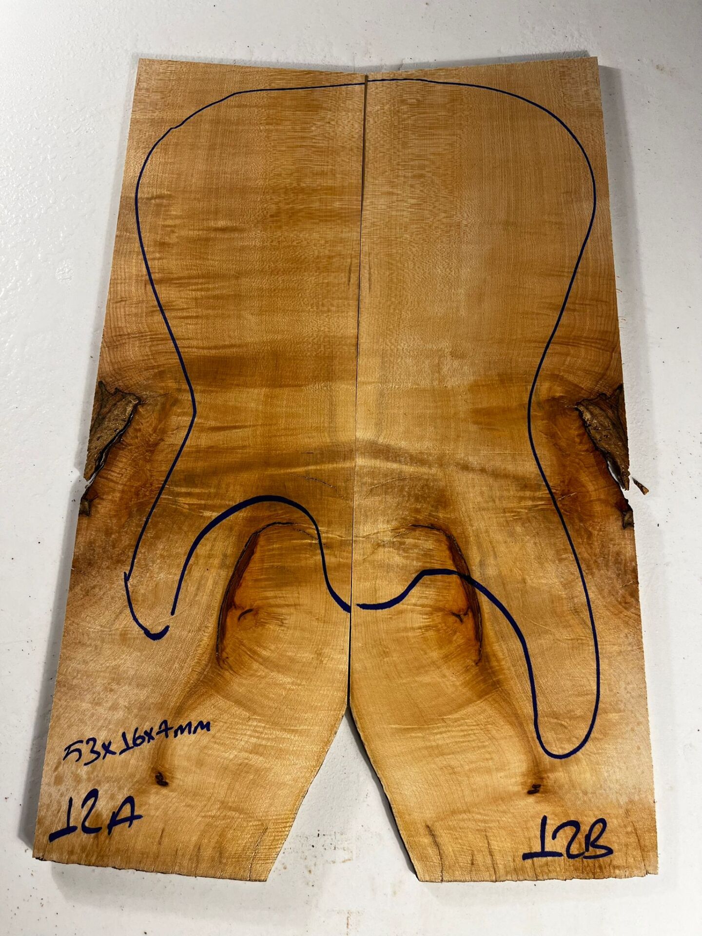 Figured Maple Drop Top Luthier Guitar Figured Wood Bookmatched Set No:12