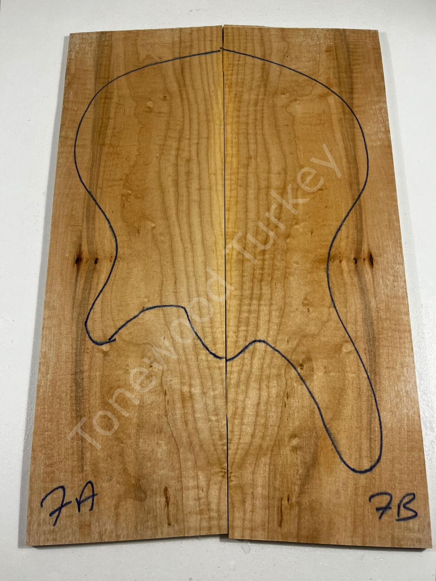 AA Grade Curly Maple Drop Top Luthier Guitar Figured Wood Bookmatched Set No:7