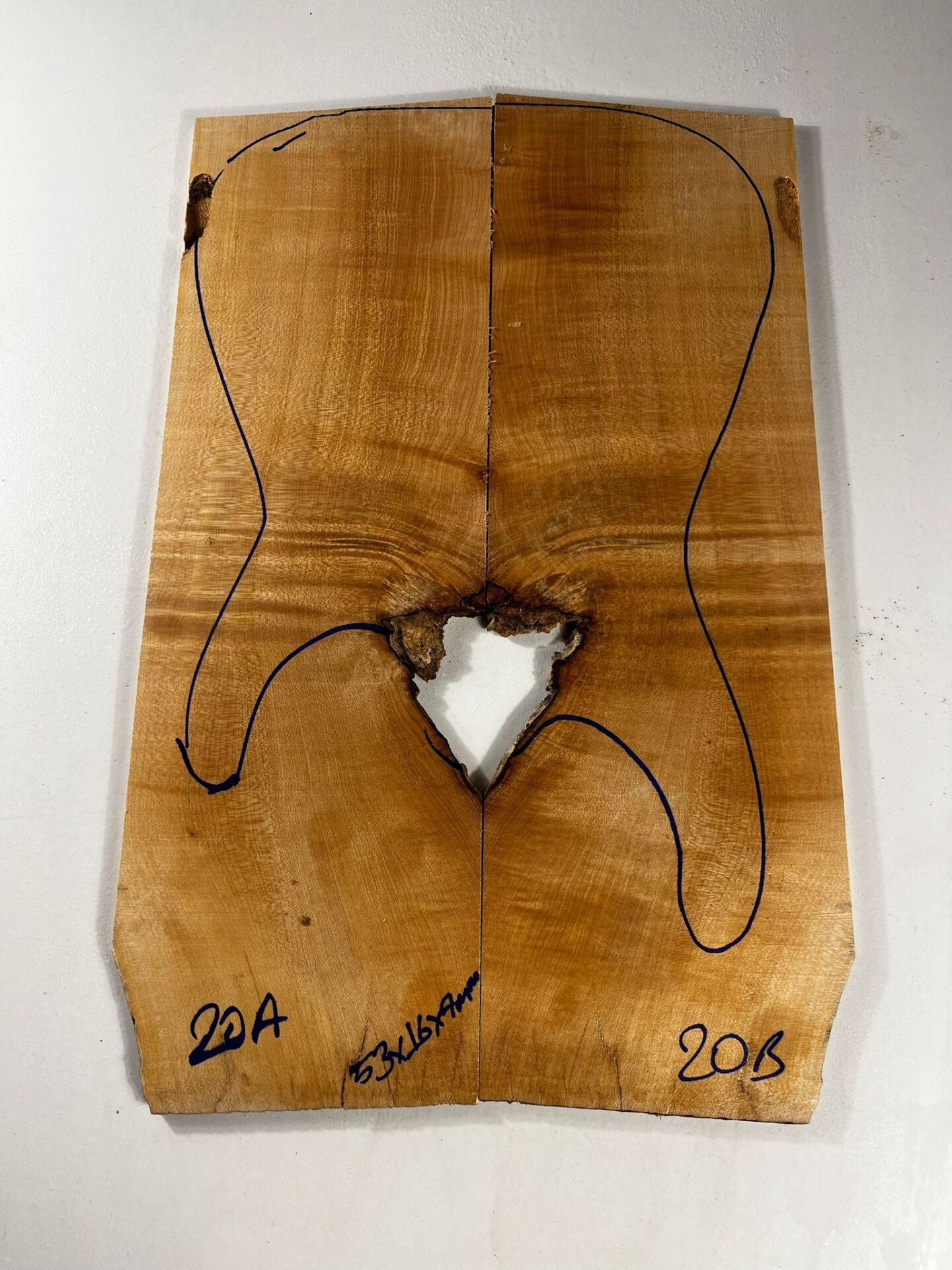 Figured Maple Drop Top Luthier Guitar Figured Wood Bookmatched Set No:20