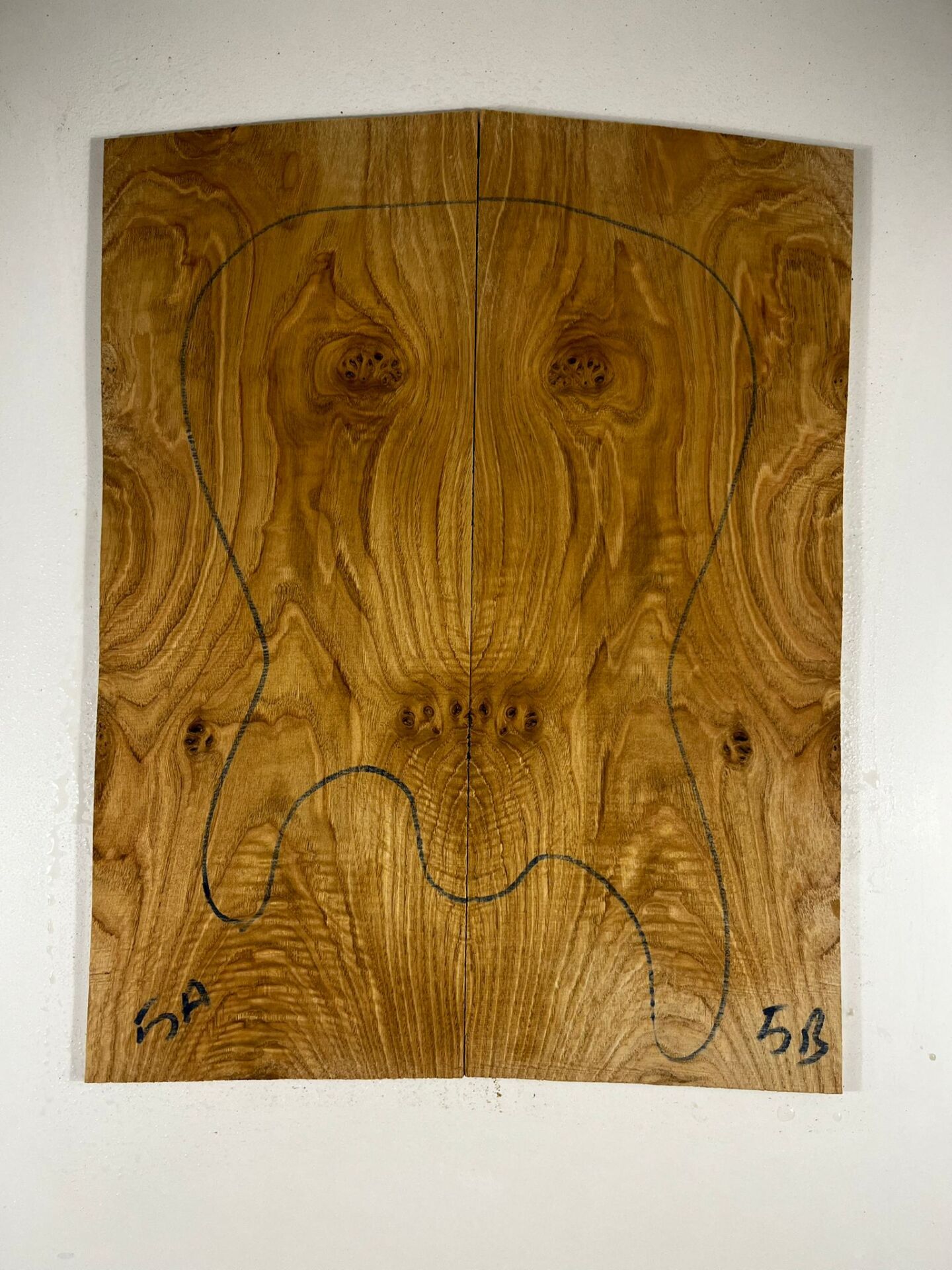 A Grade Burl Chestnut Drop Top Luthier Guitar Figured Wood Bookmatched Set No:5