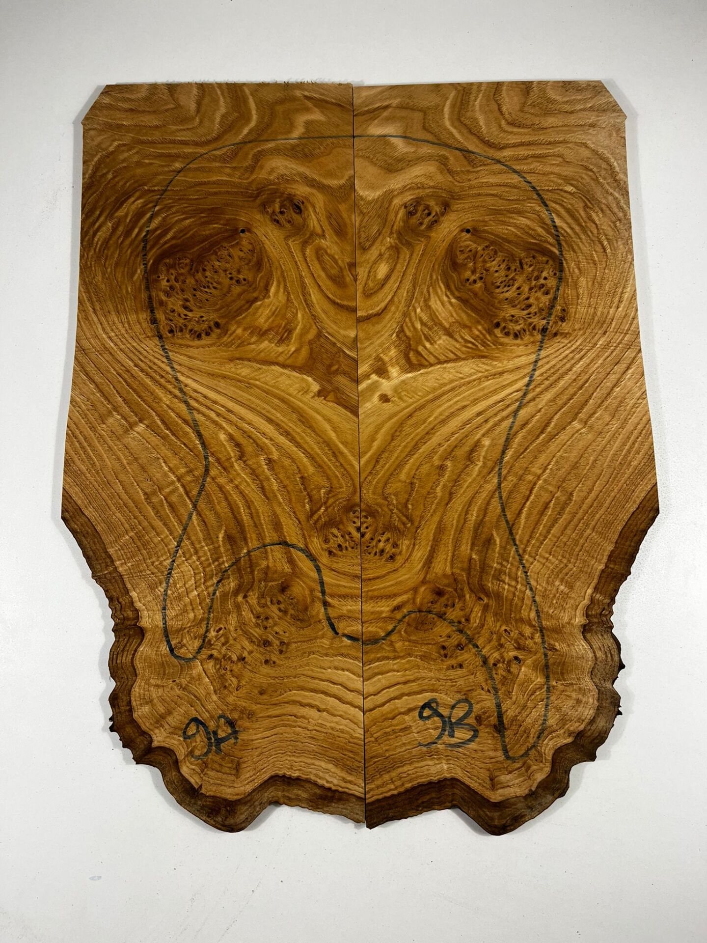 AAA Grade Burl Chestnut Drop Top Luthier Guitar Figured Wood Bookmatched Set No:9