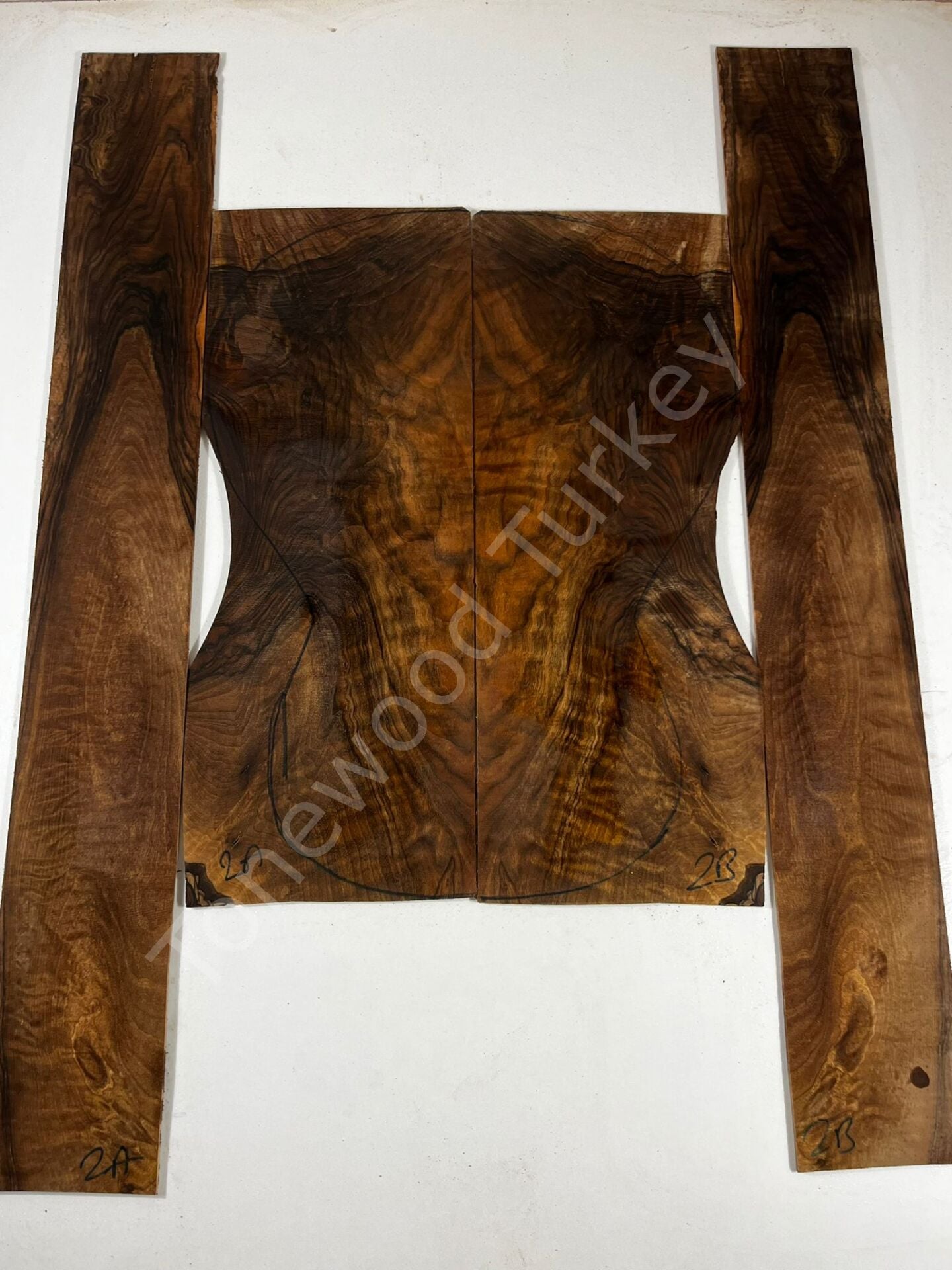 Master Grade Burl Walnut Acoustic Guitar Back And Sides set #2
