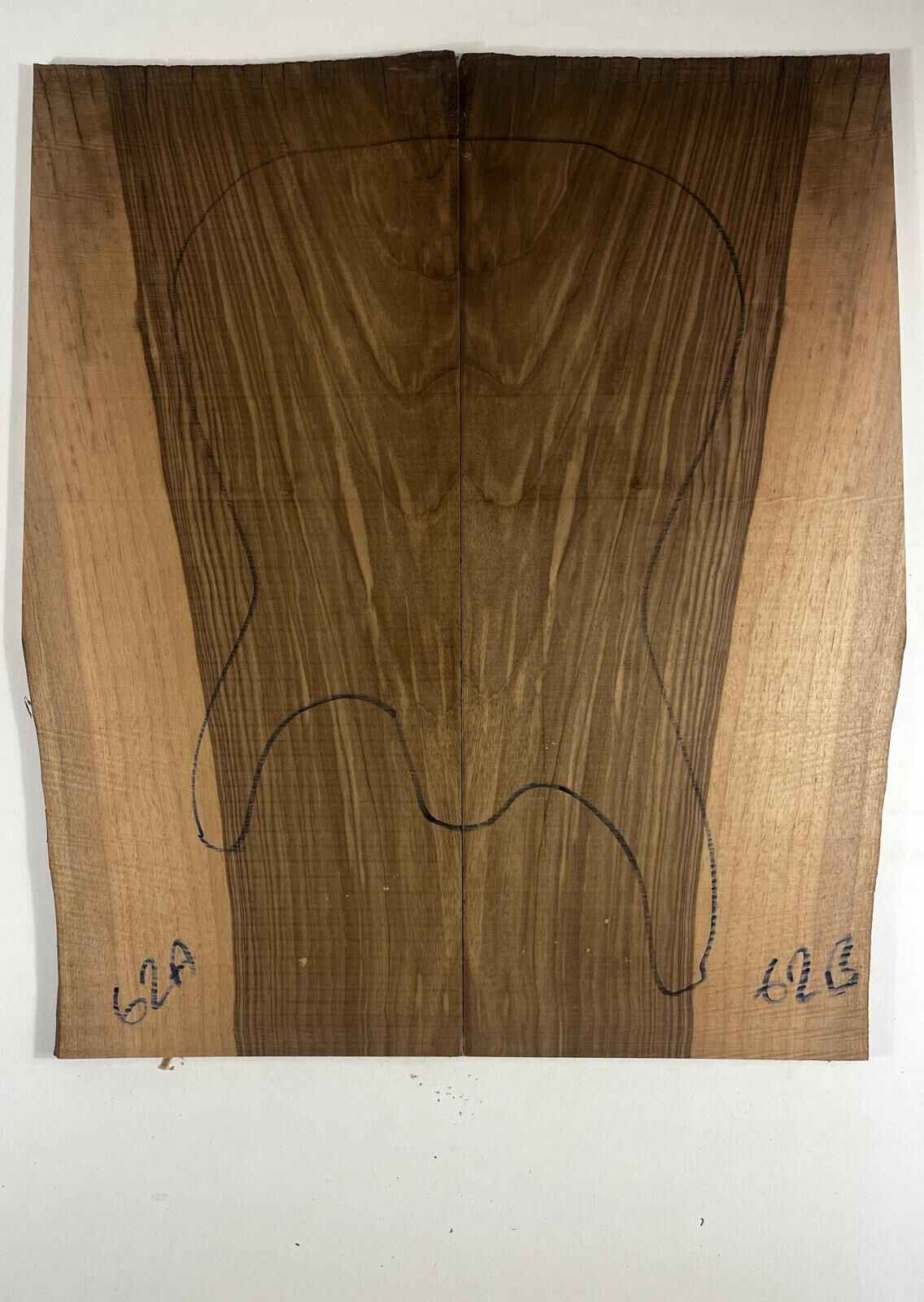 Turkish Black Walnut Drop Top Luthier Guitar Figured Wood Bookmatched Set No:62